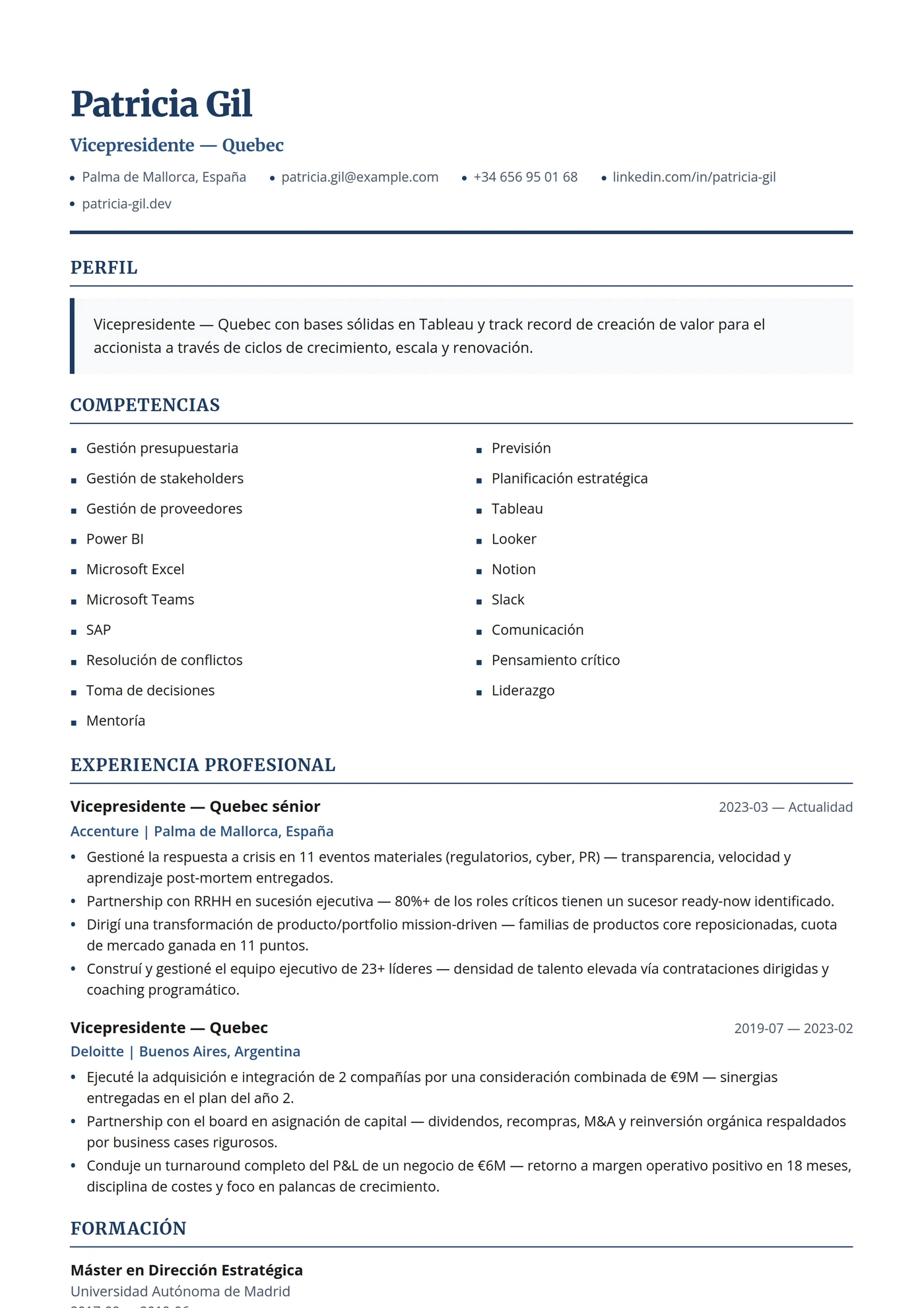 Canadá Francés Ejecutivo — Plantillas de CV