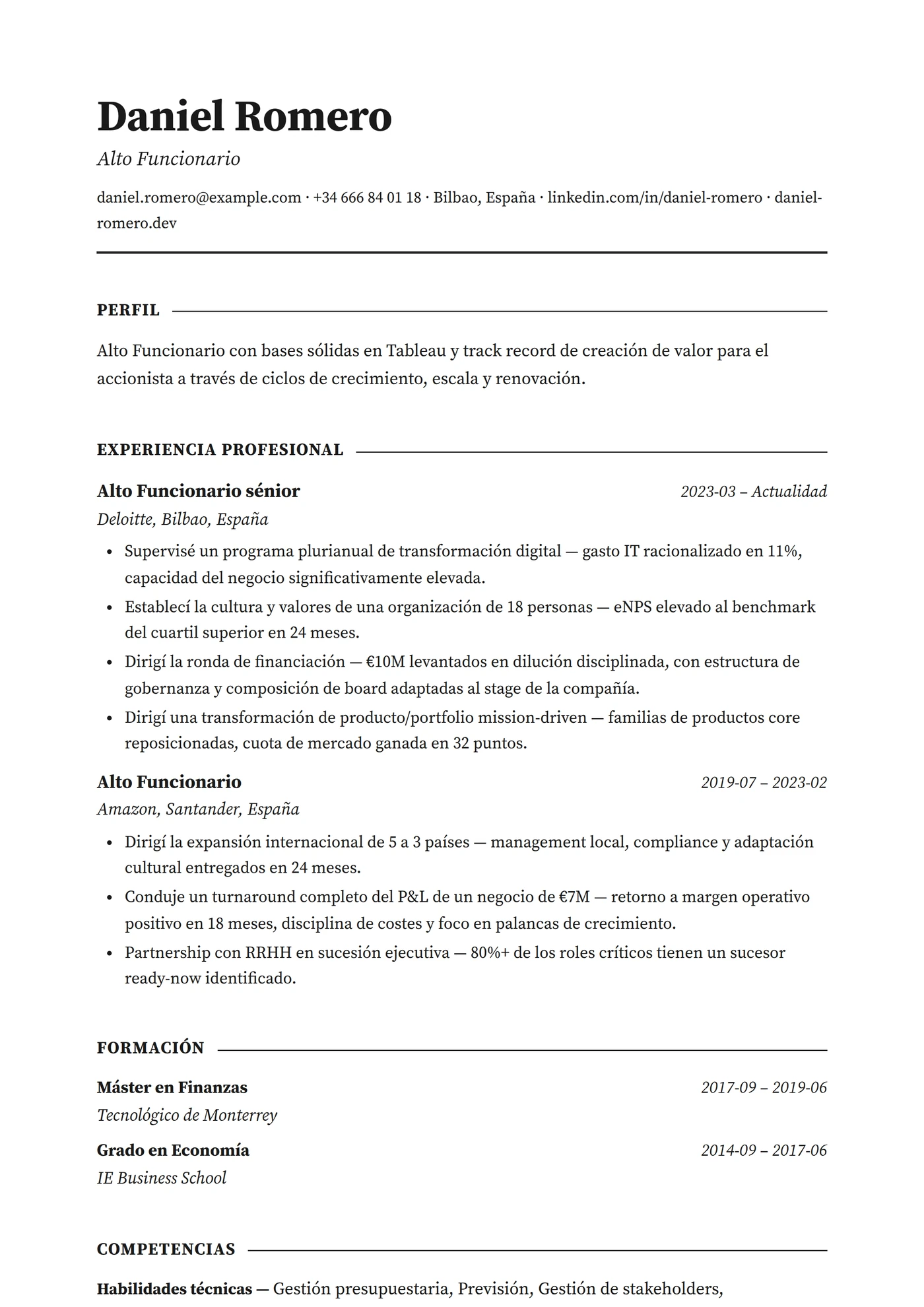 Clásico Formal — Plantillas de CV