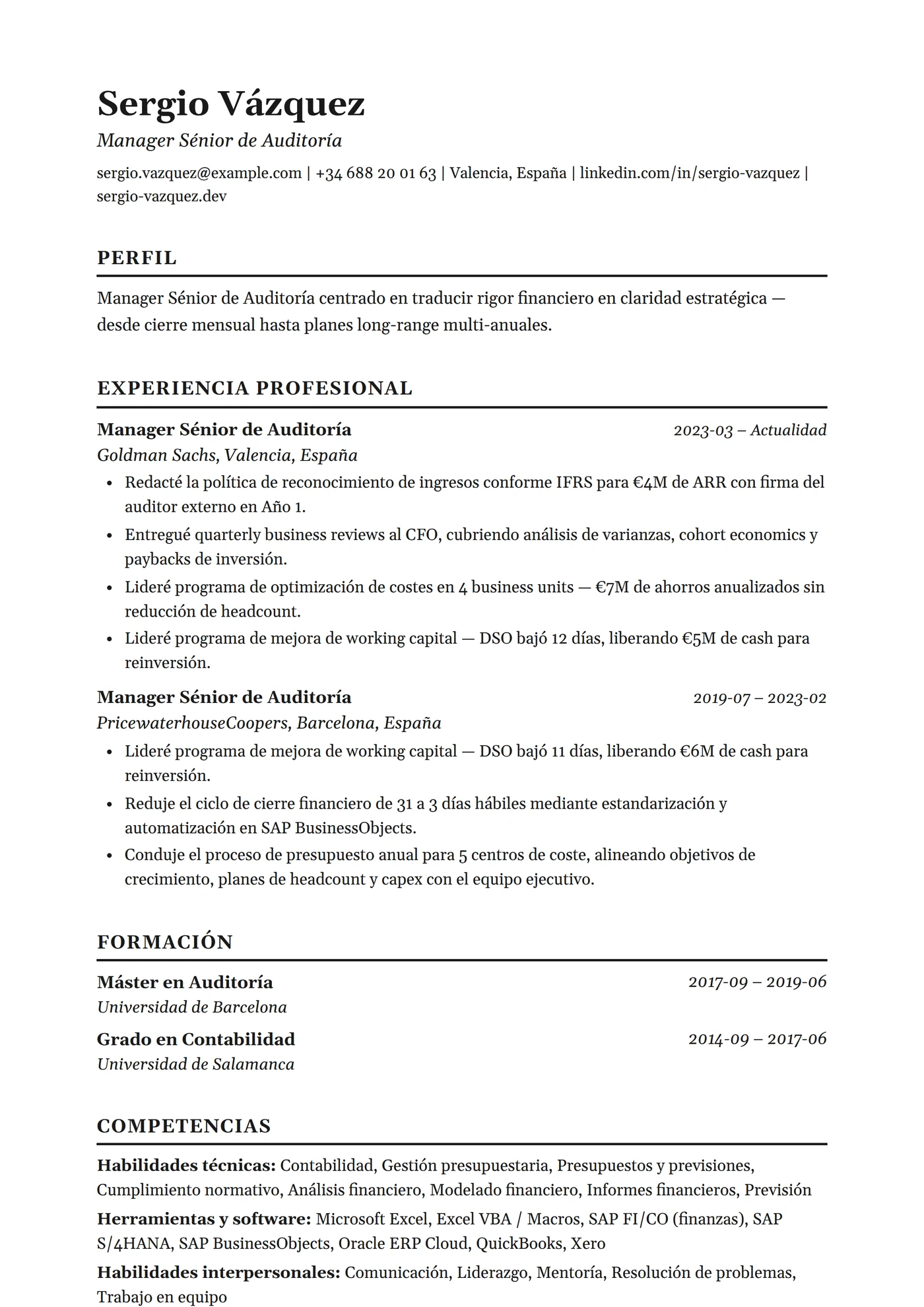 Clásico Tradicional — Plantillas de CV