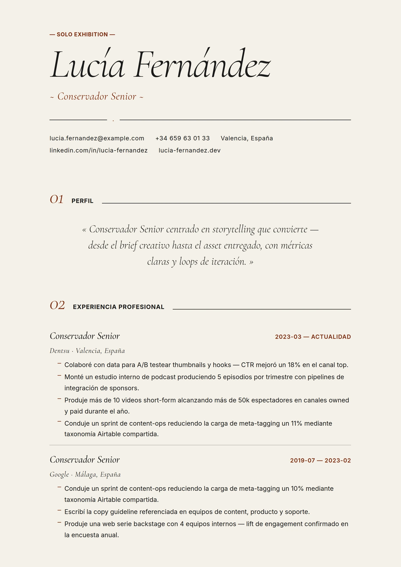 Galería de Arte — Plantillas de CV