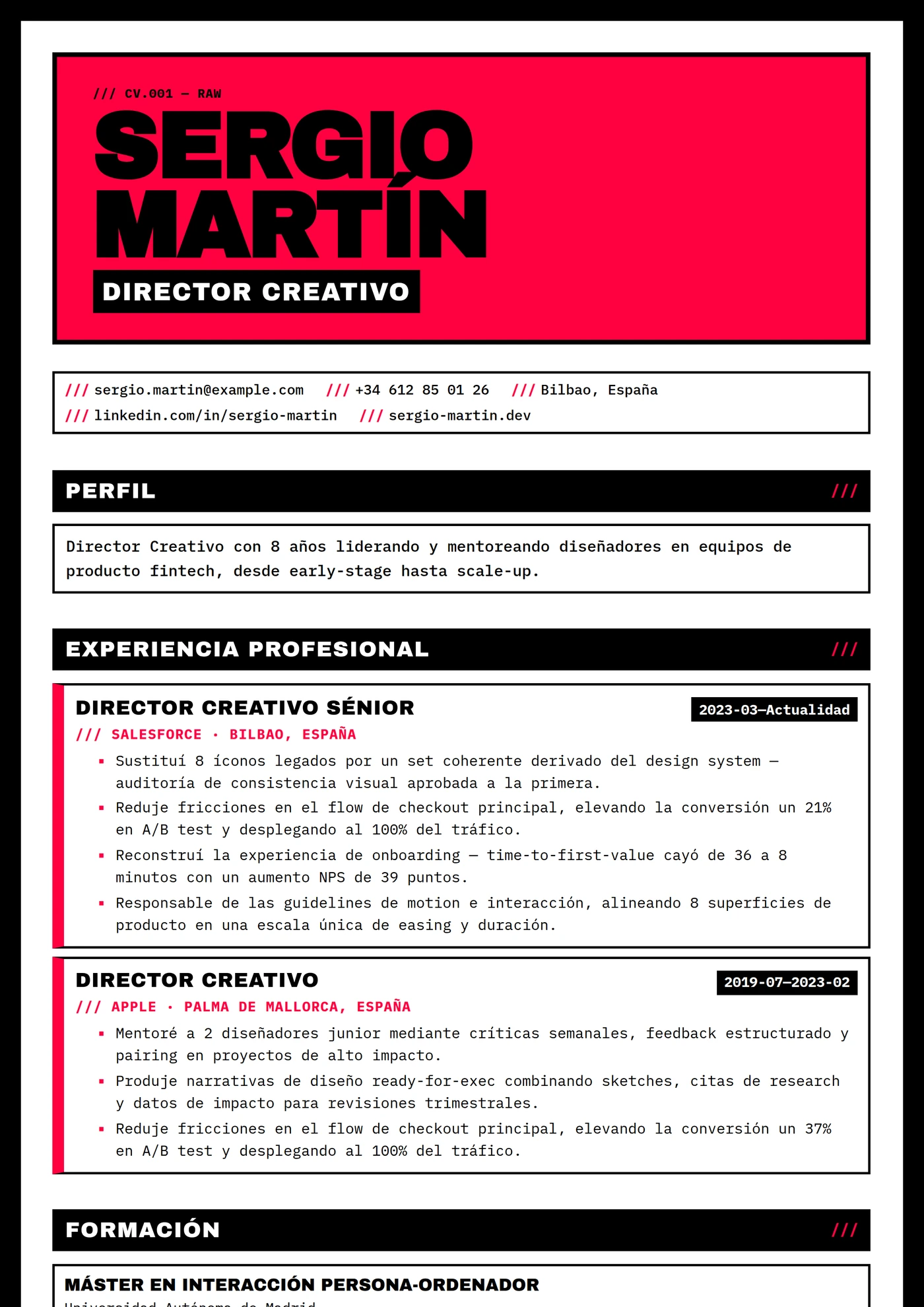 Cuadrícula Brutalista — Plantillas de CV