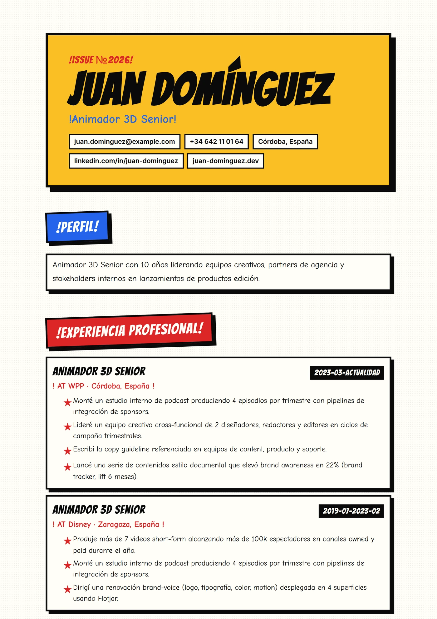 Cómic — Plantillas de CV