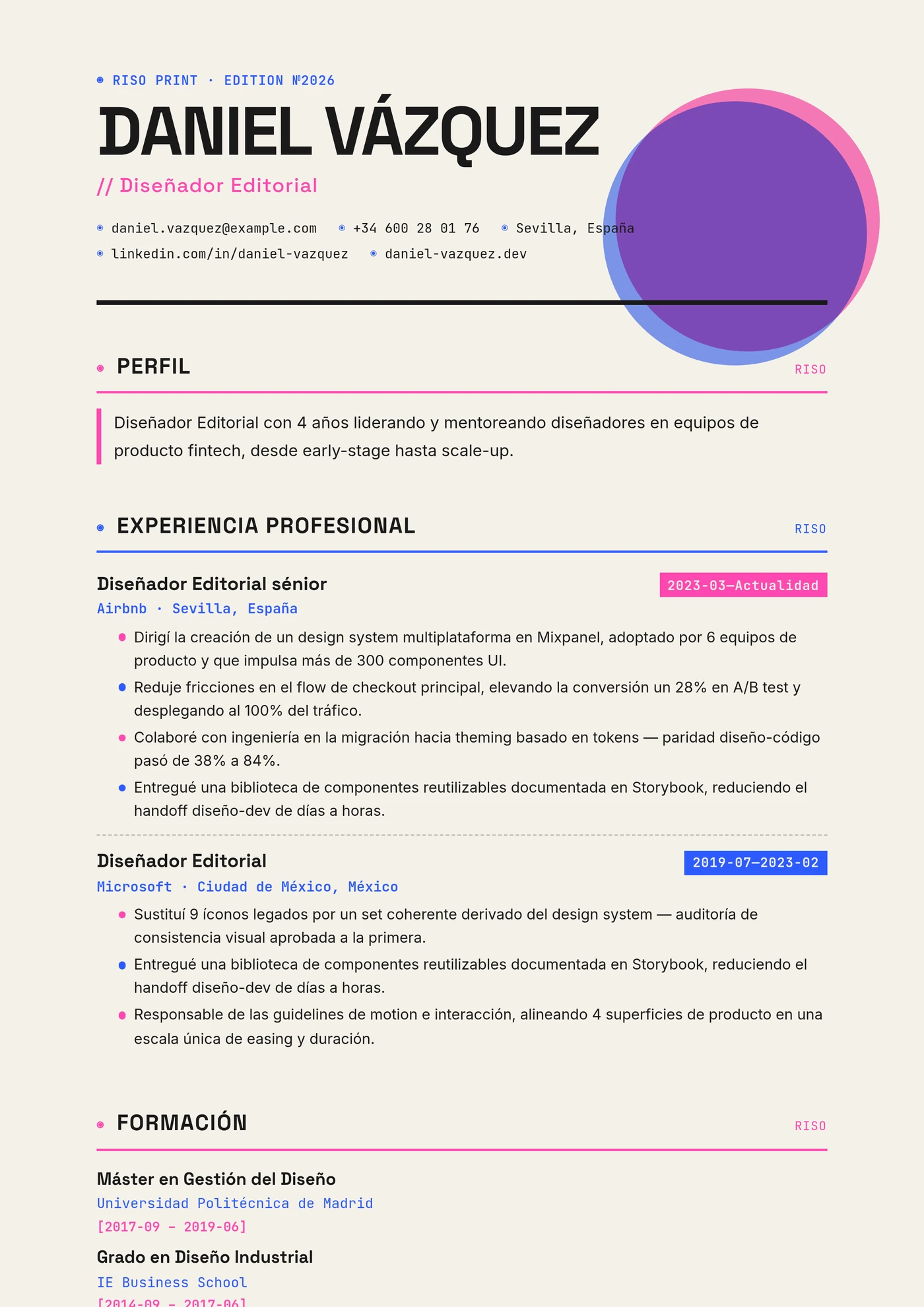 Impresión Riso — Plantillas de CV