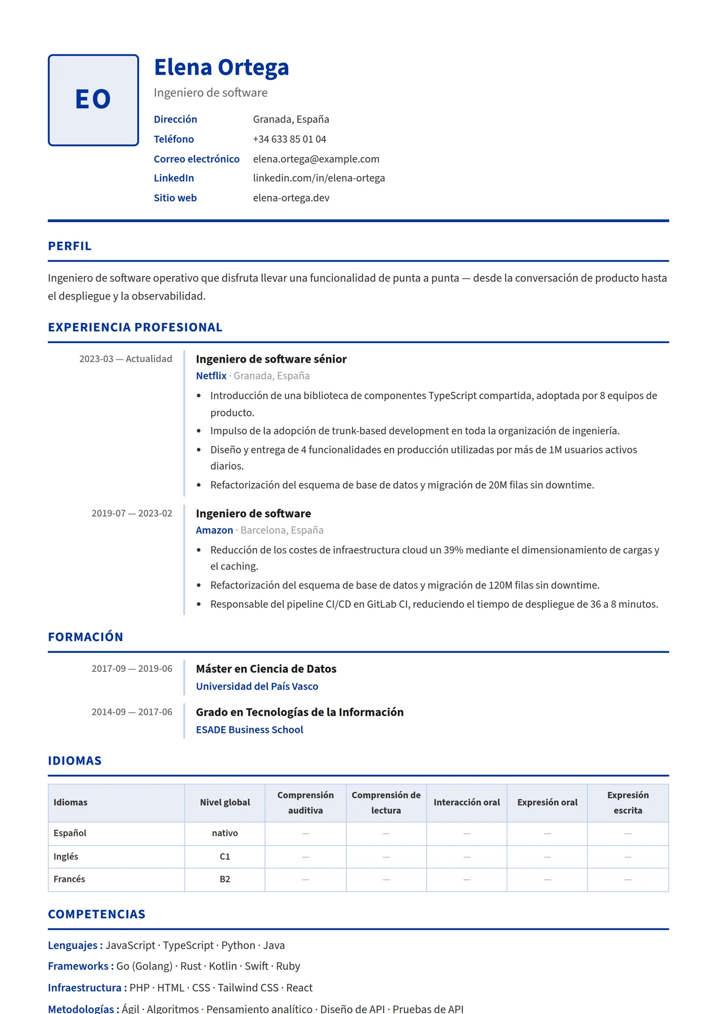 Europass CV — Plantillas de CV