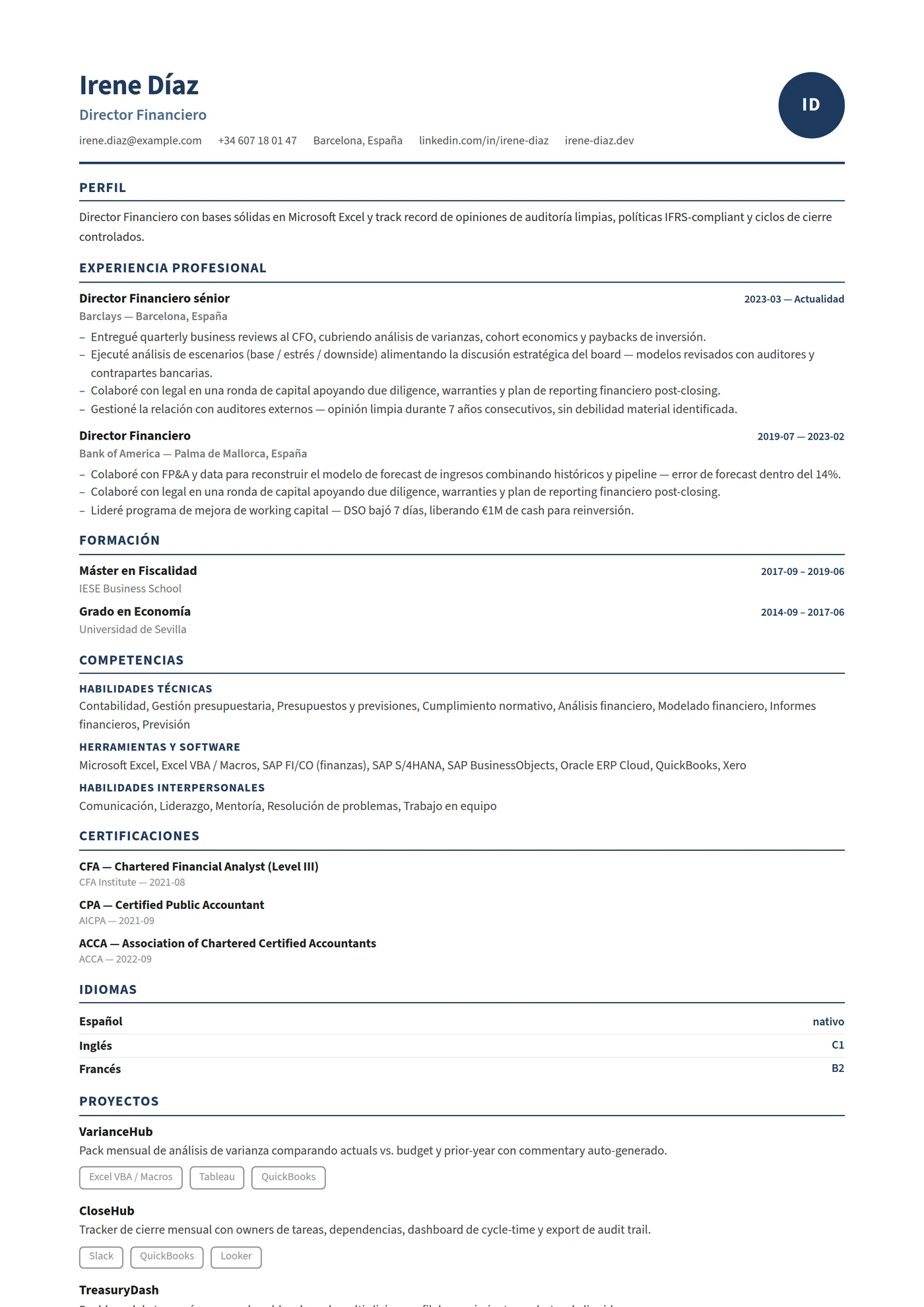 Francia Compacto — Plantillas de CV