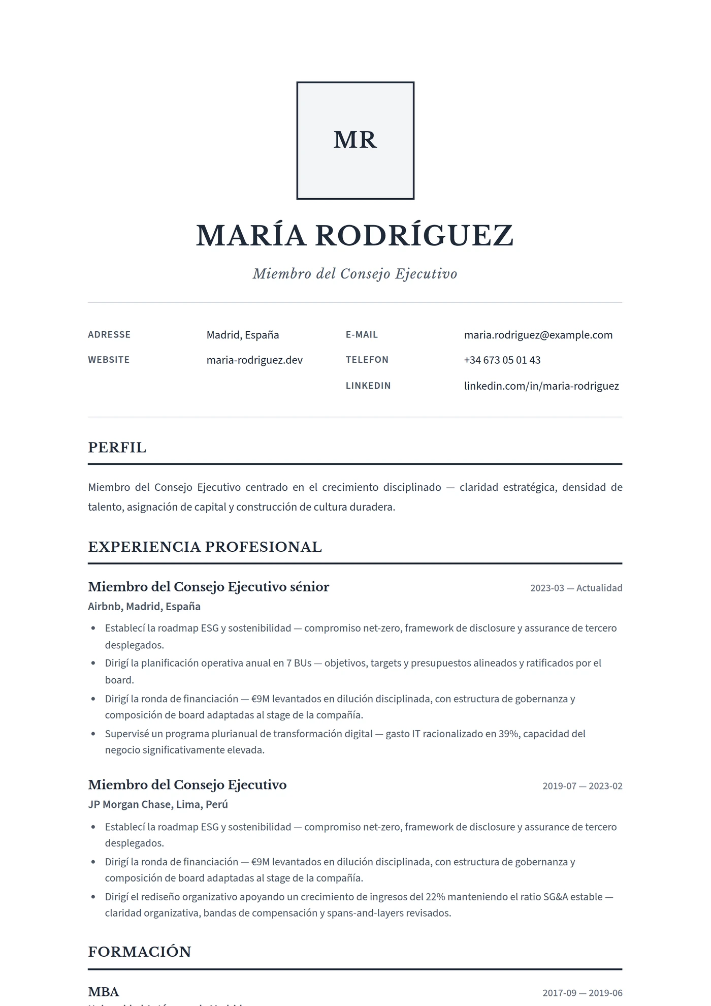 Alemania Ejecutivo — Plantillas de CV