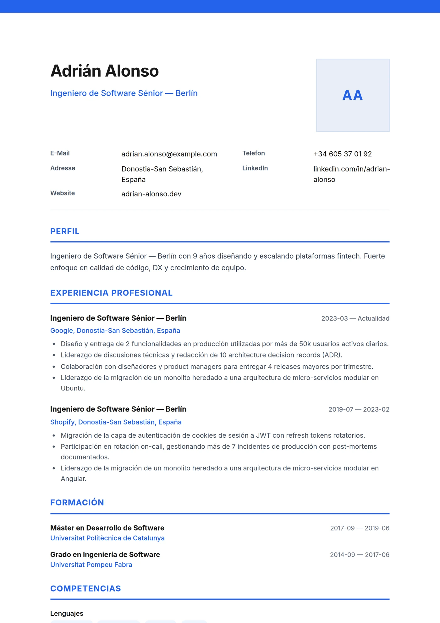 Alemania Moderno — Plantillas de CV
