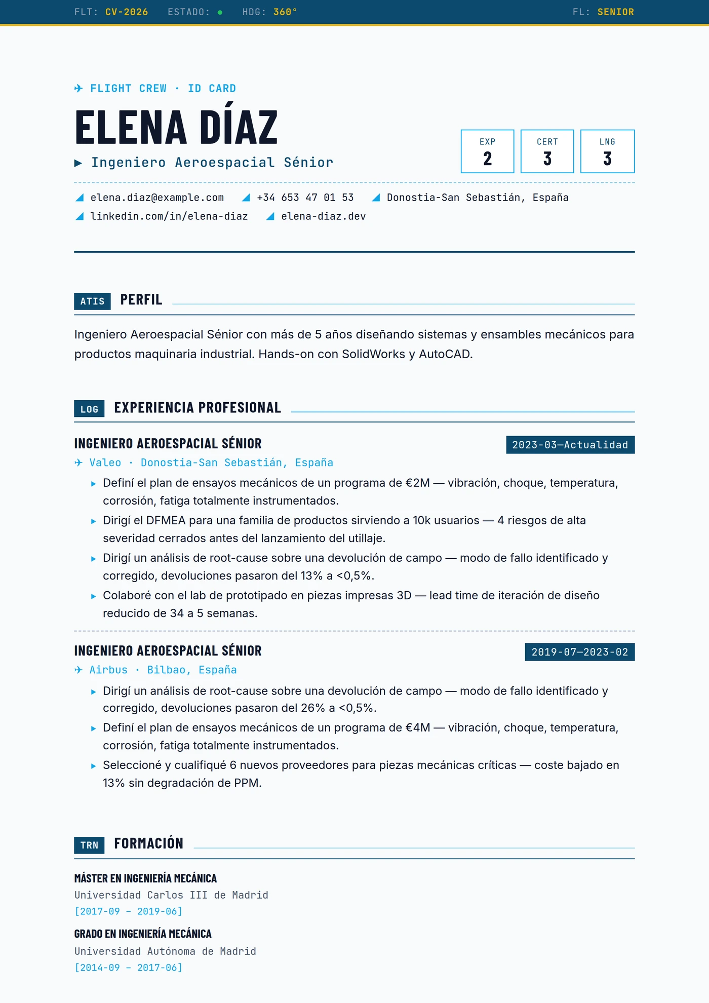 Industria — Aviación — Plantillas de CV