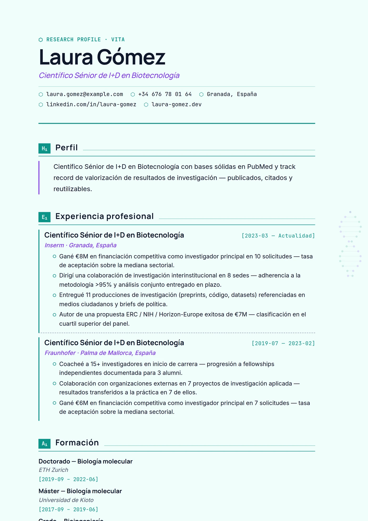 Industria — Biotecnología — Plantillas de CV