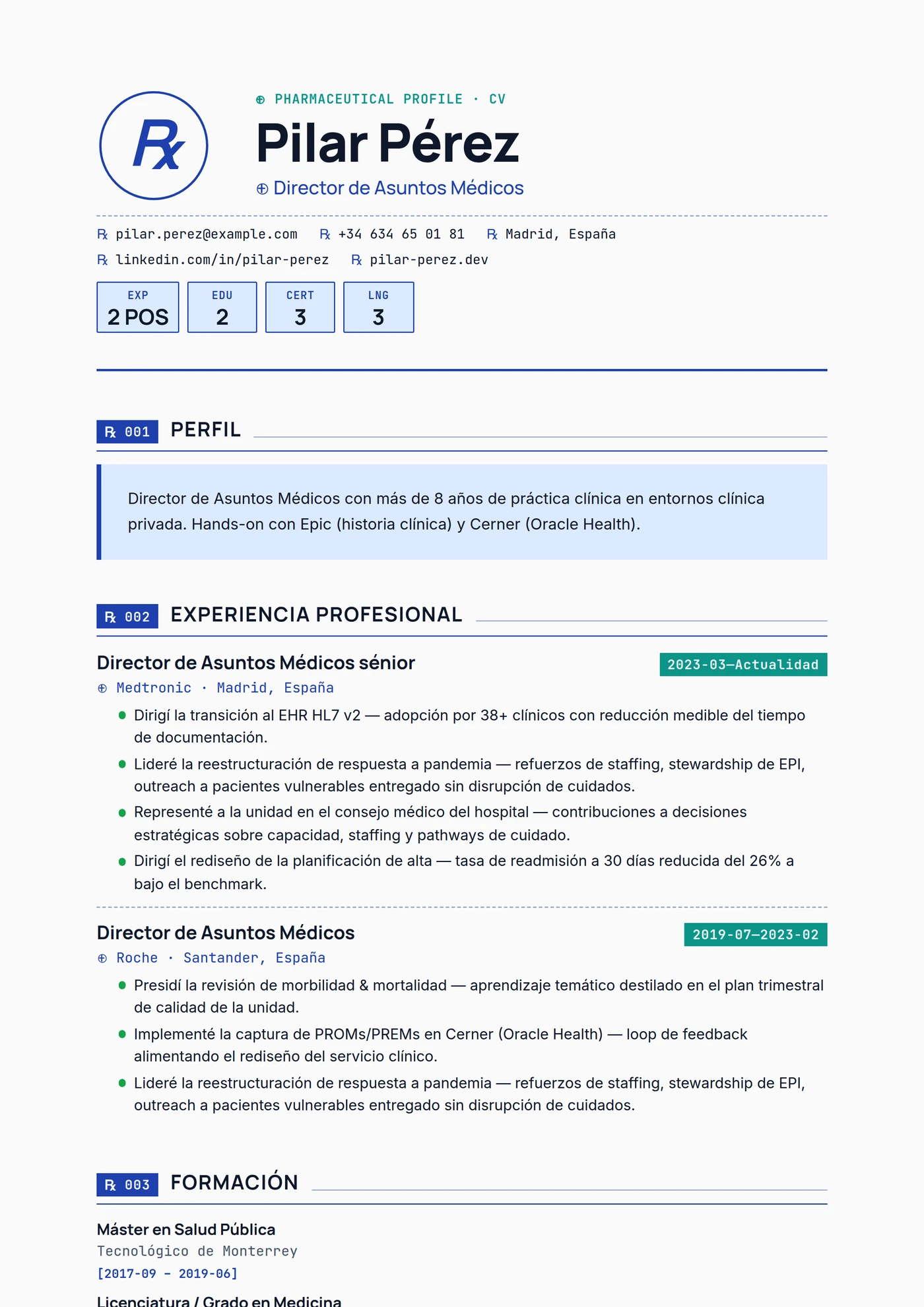 Industria — Farma — Plantillas de CV