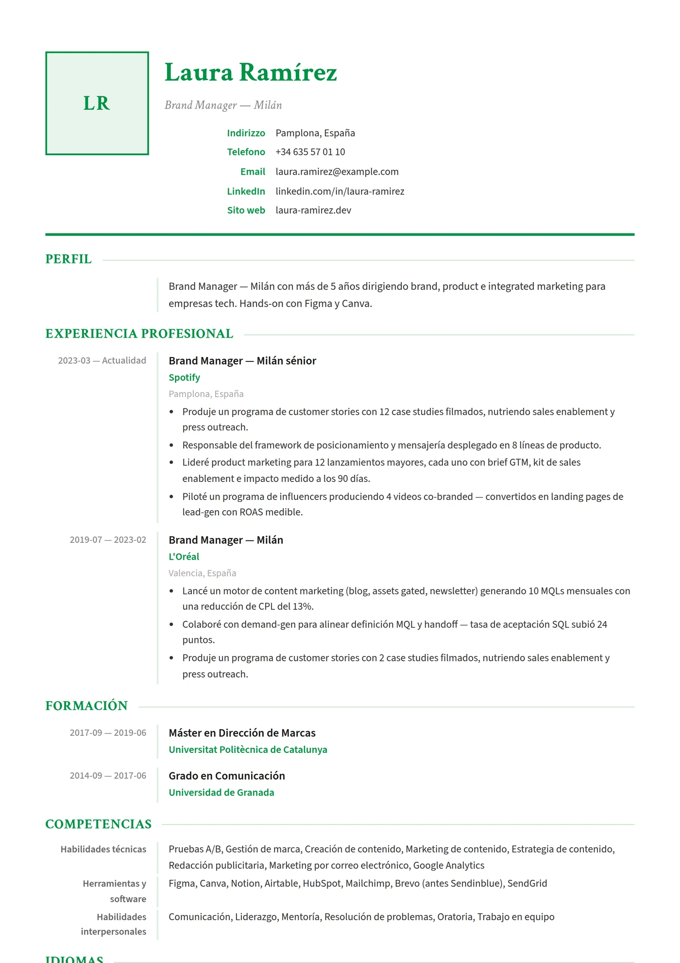 Italia — Plantillas de CV