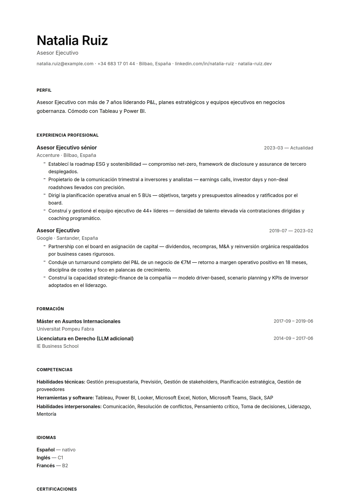 Minimal Microtipo — Plantillas de CV