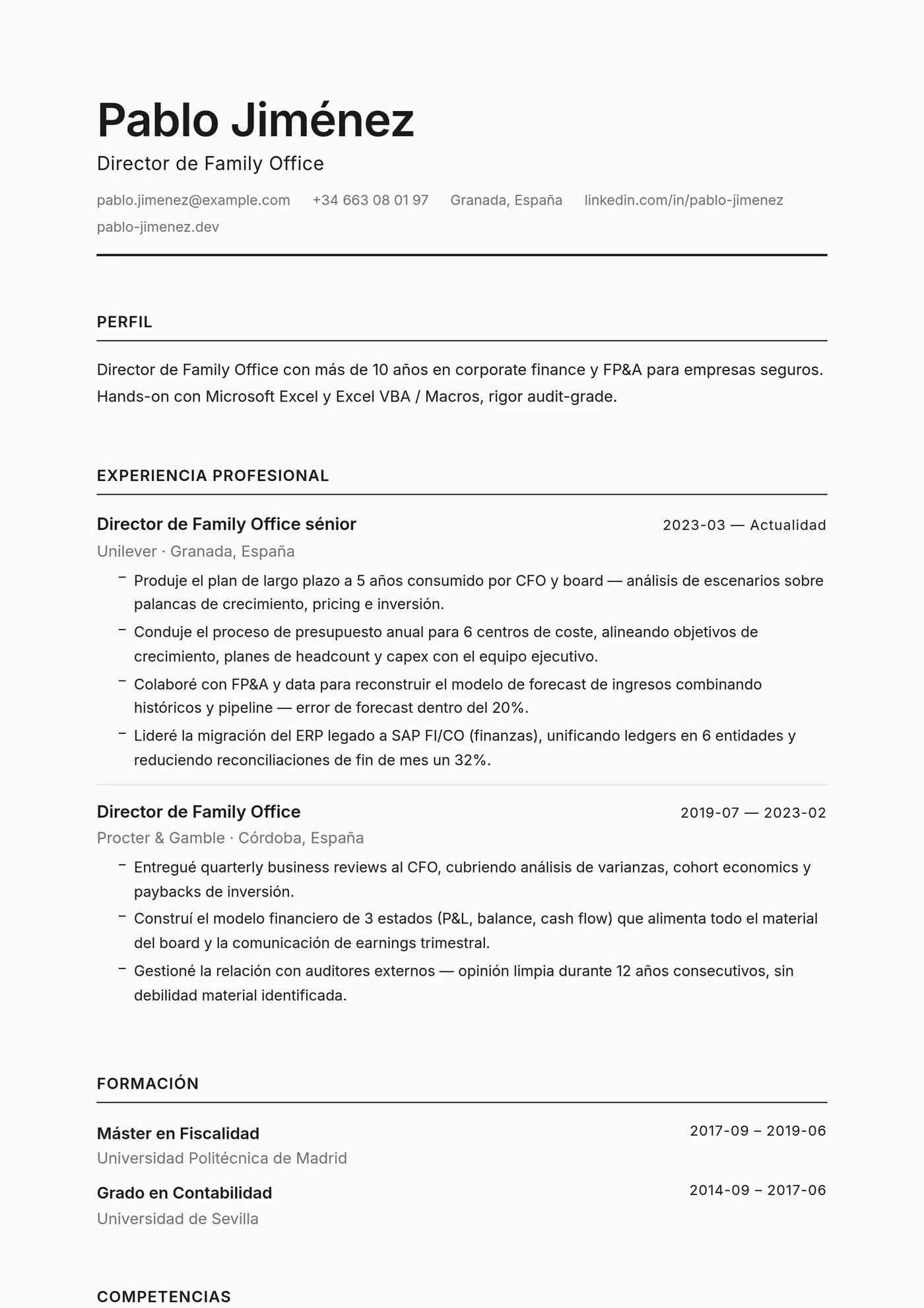 Minimal Monocromo — Plantillas de CV