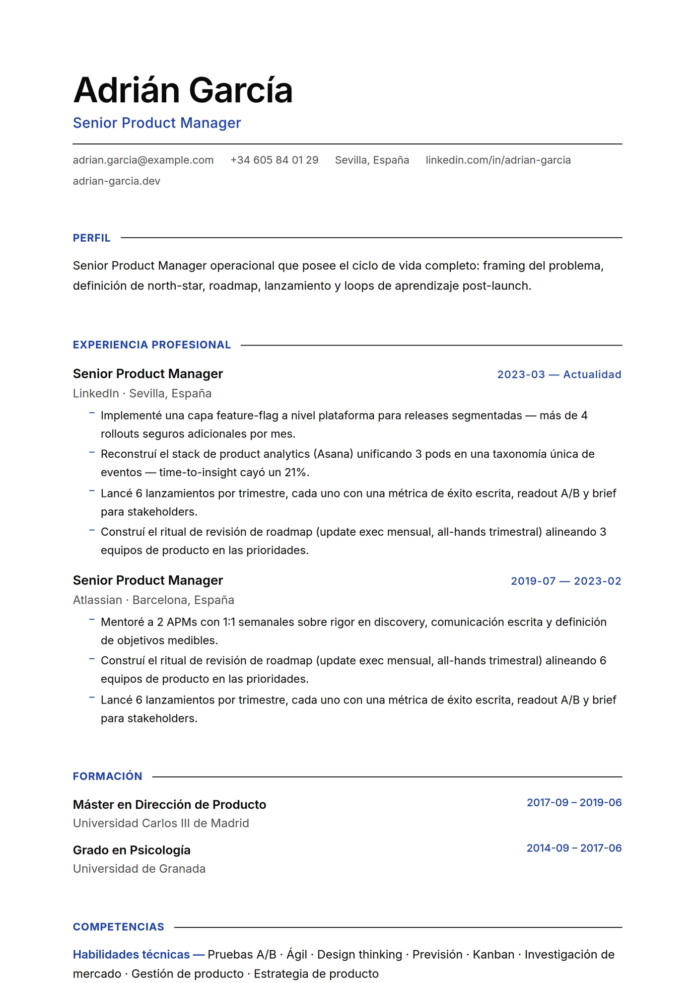 Minimal Filete Fino — Plantillas de CV
