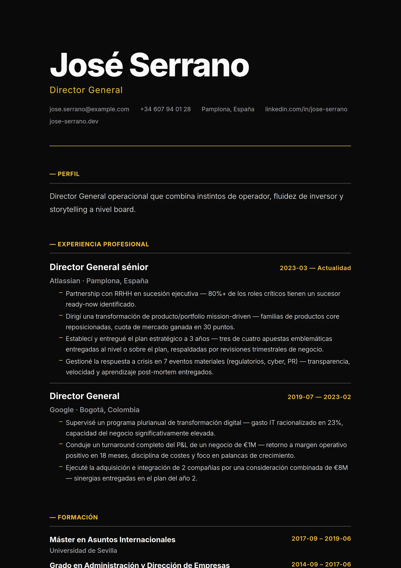 Moderno Monolito Oscuro — Plantillas de CV
