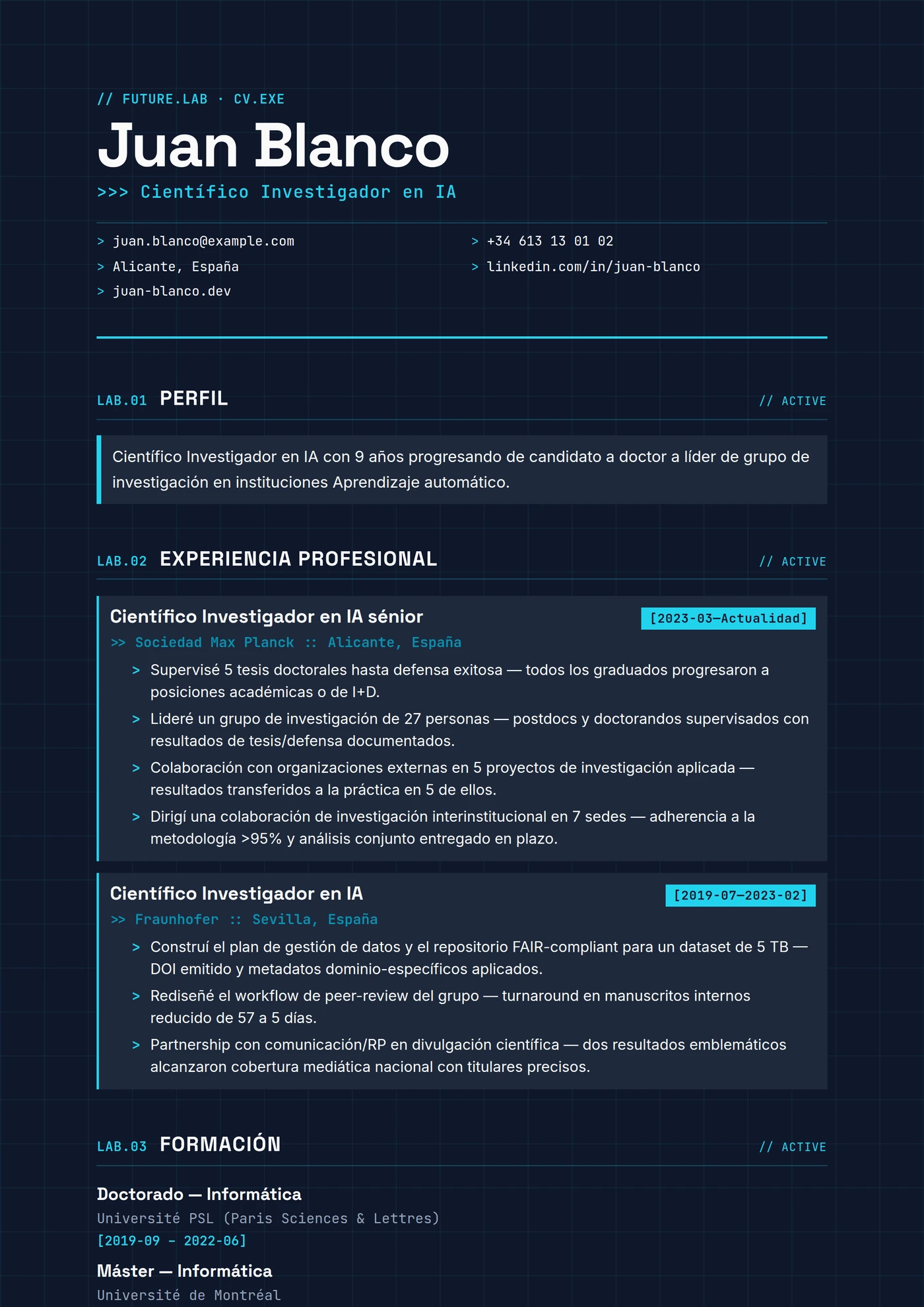 Moderno Future Lab — Plantillas de CV