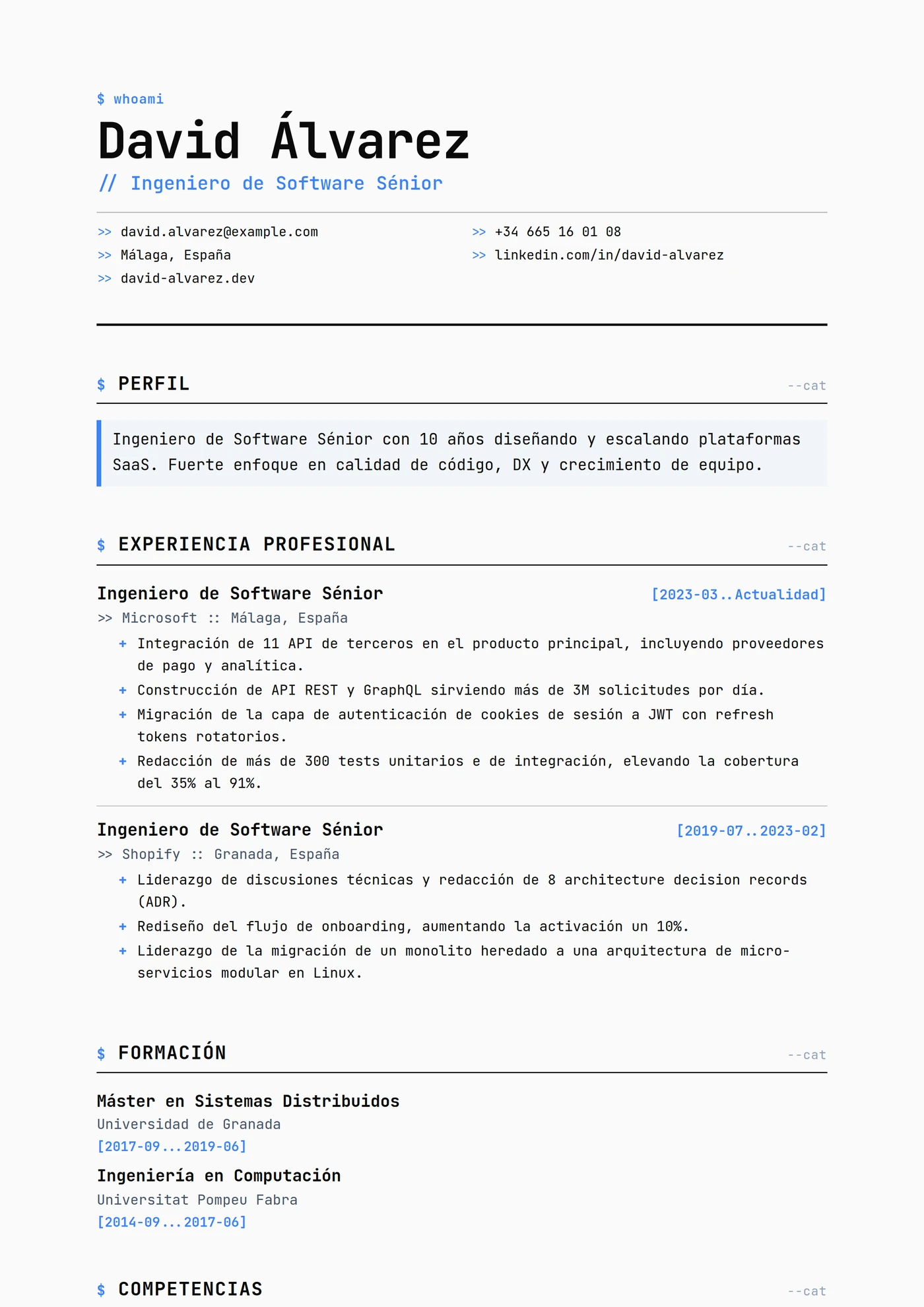 Moderno Cuadrícula Mono — Plantillas de CV