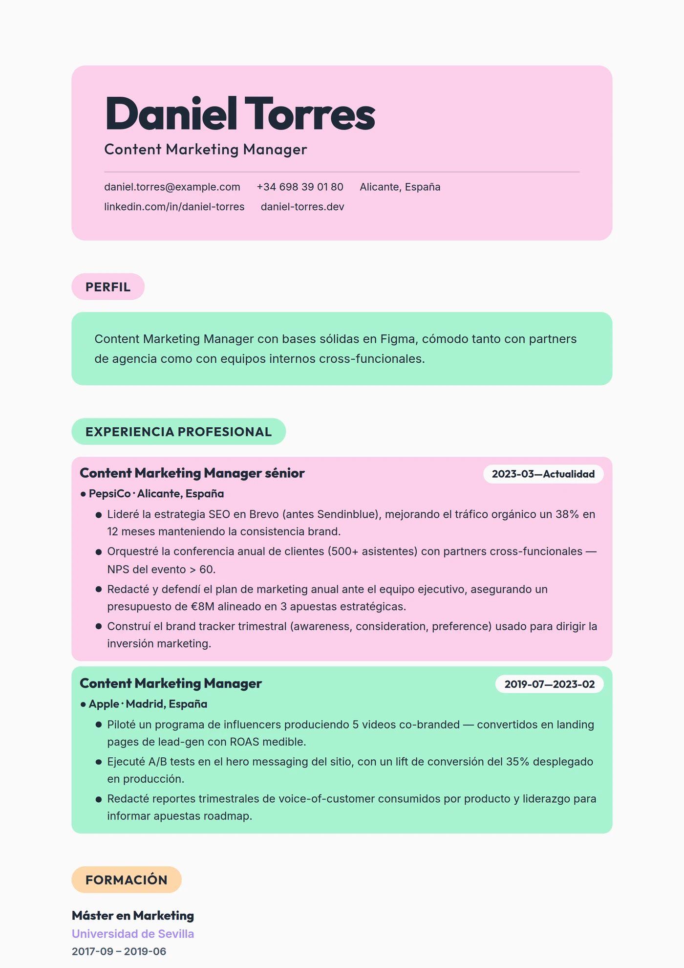 Moderno Bloques Pastel — Plantillas de CV