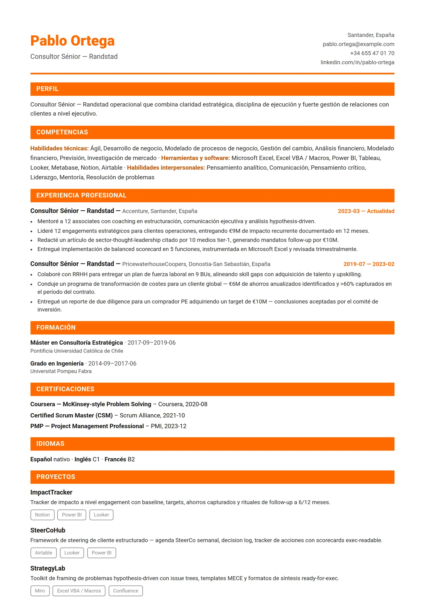 Países Bajos Compacto — Plantillas de CV