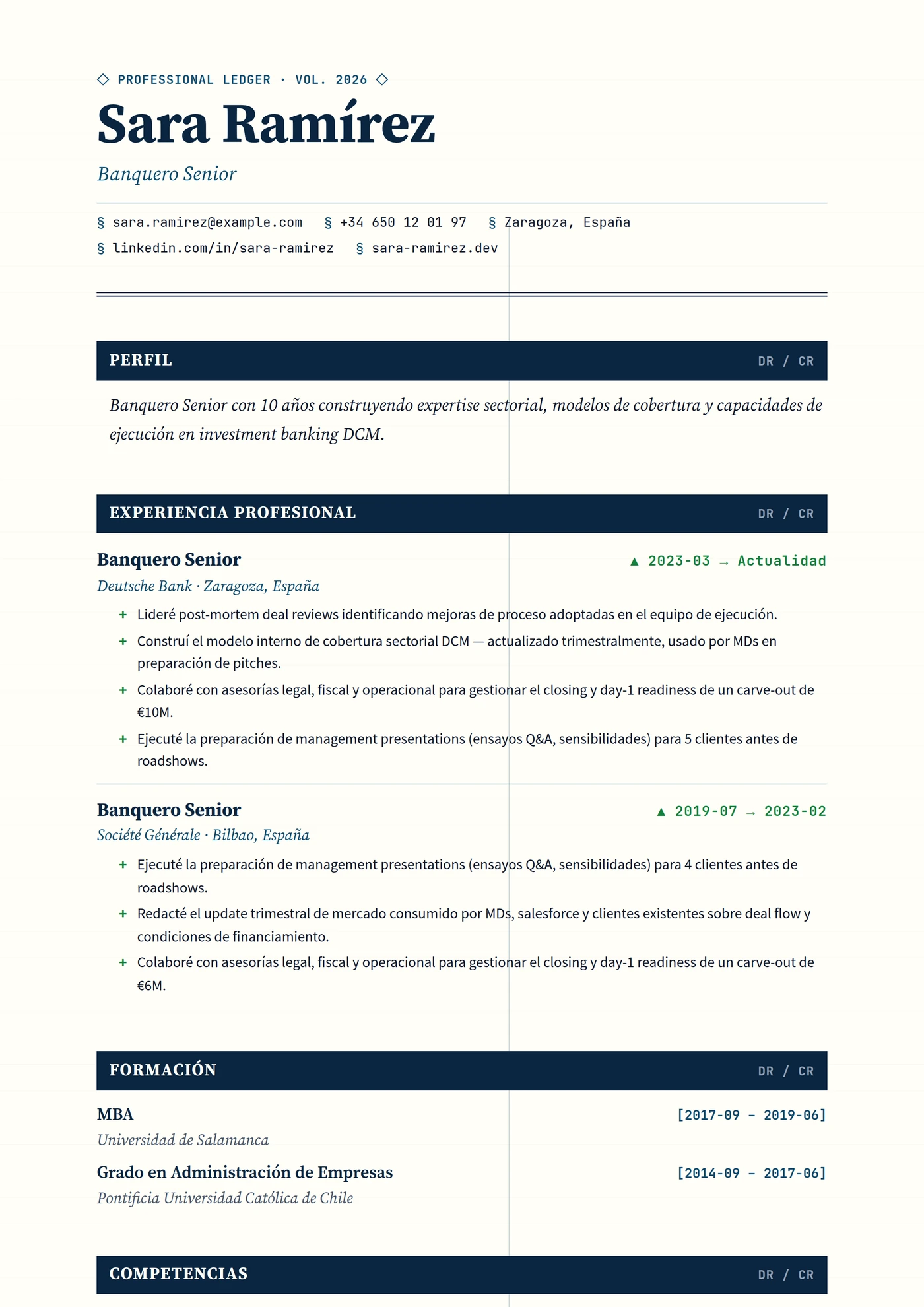 Libro Mayor Bancario — Plantillas de CV