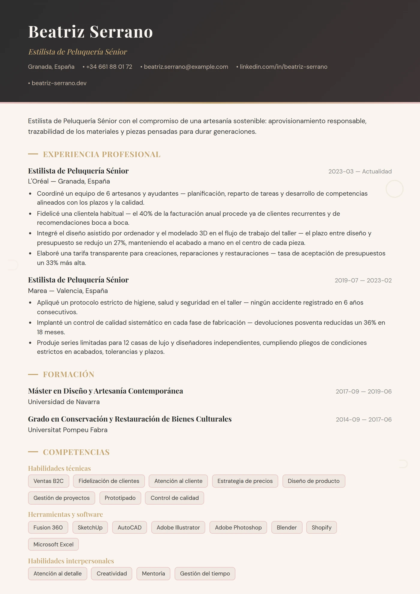 Oficio — Peluquero — Plantillas de CV