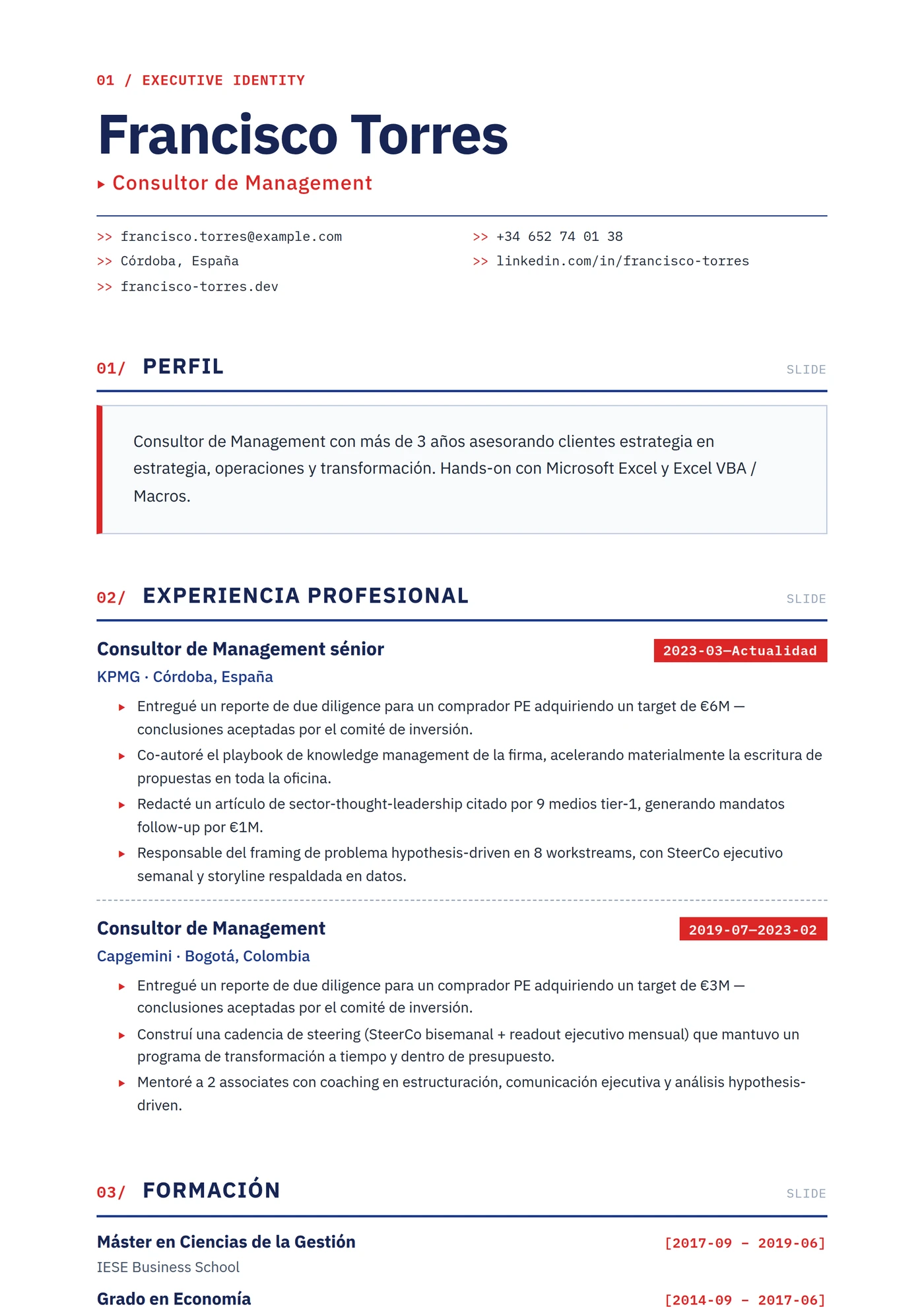 Deck de Consultoría — Plantillas de CV