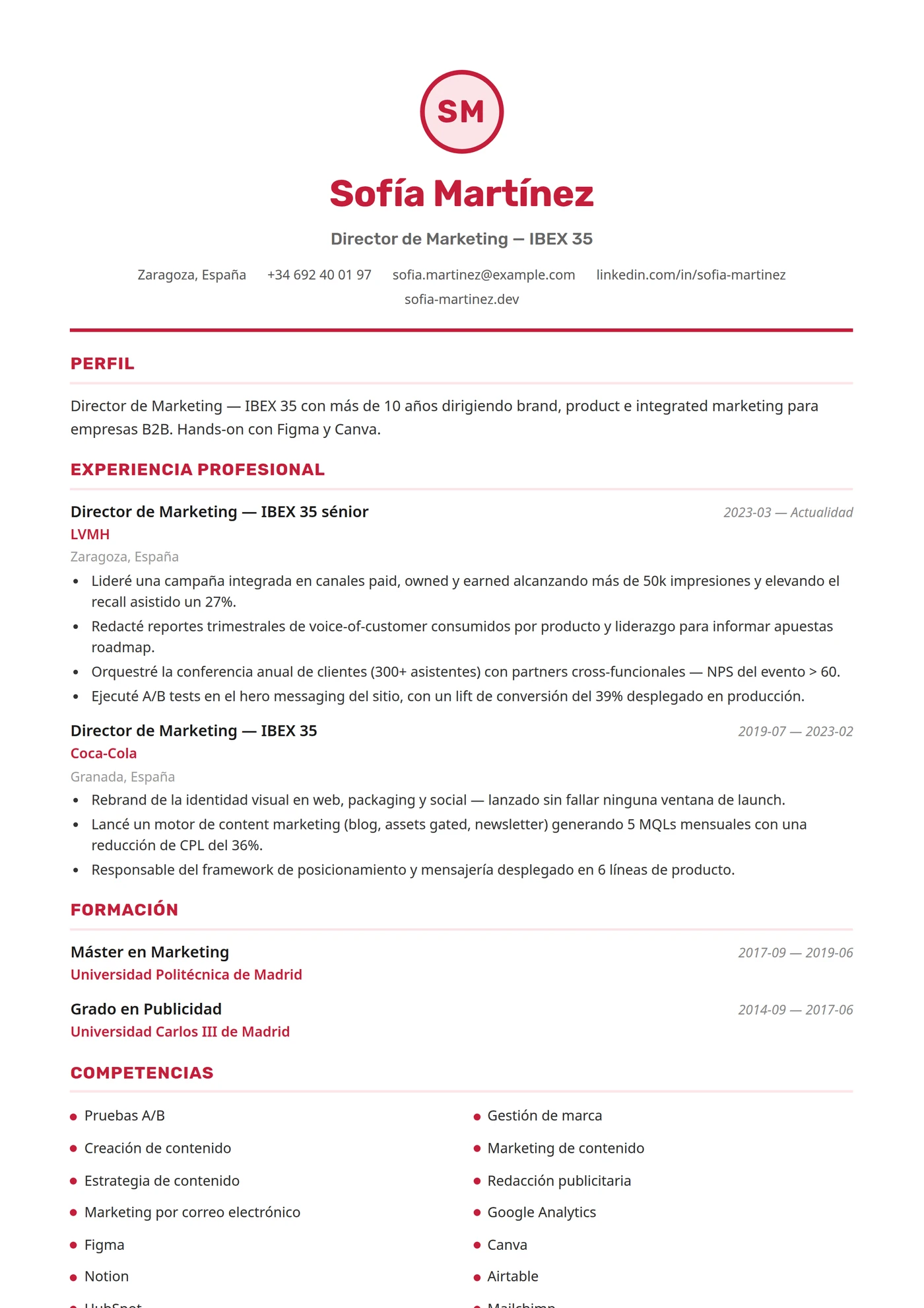 España — Plantillas de CV