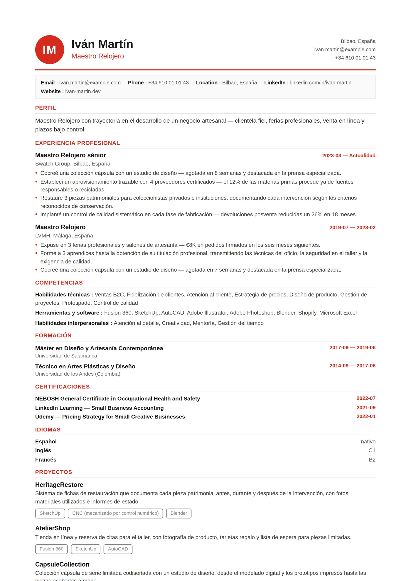 Suiza Compacto — Plantillas de CV