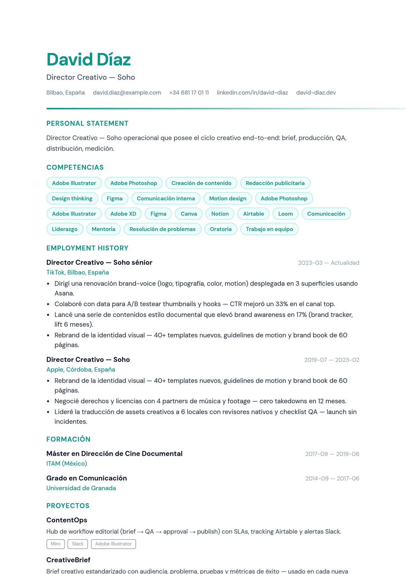 UK Creativo — Plantillas de CV