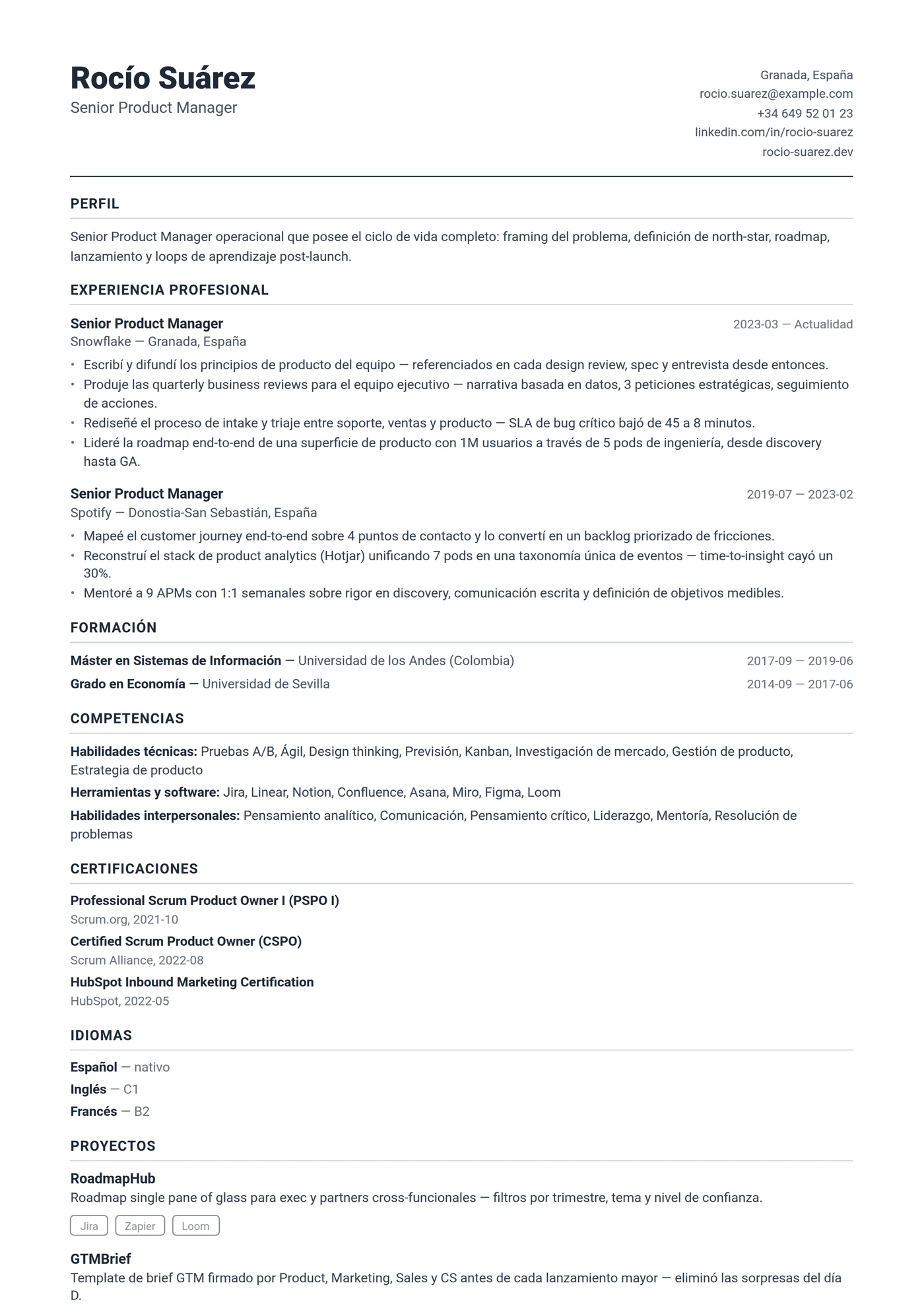 EE. UU. Compacto — Plantillas de CV