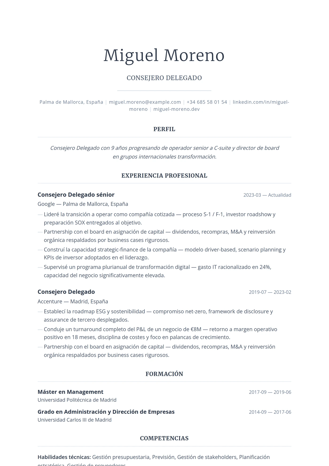 EE. UU. Ejecutivo — Plantillas de CV