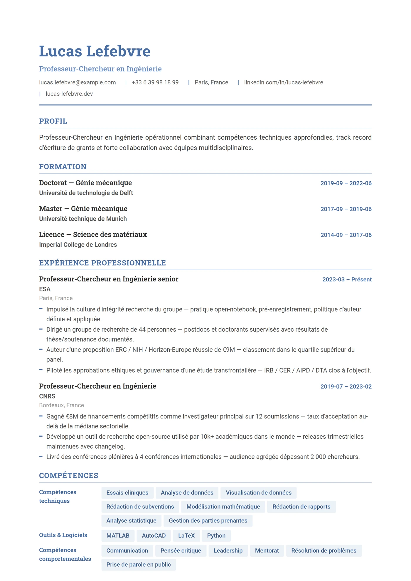 Ingénierie — Modèles de CV