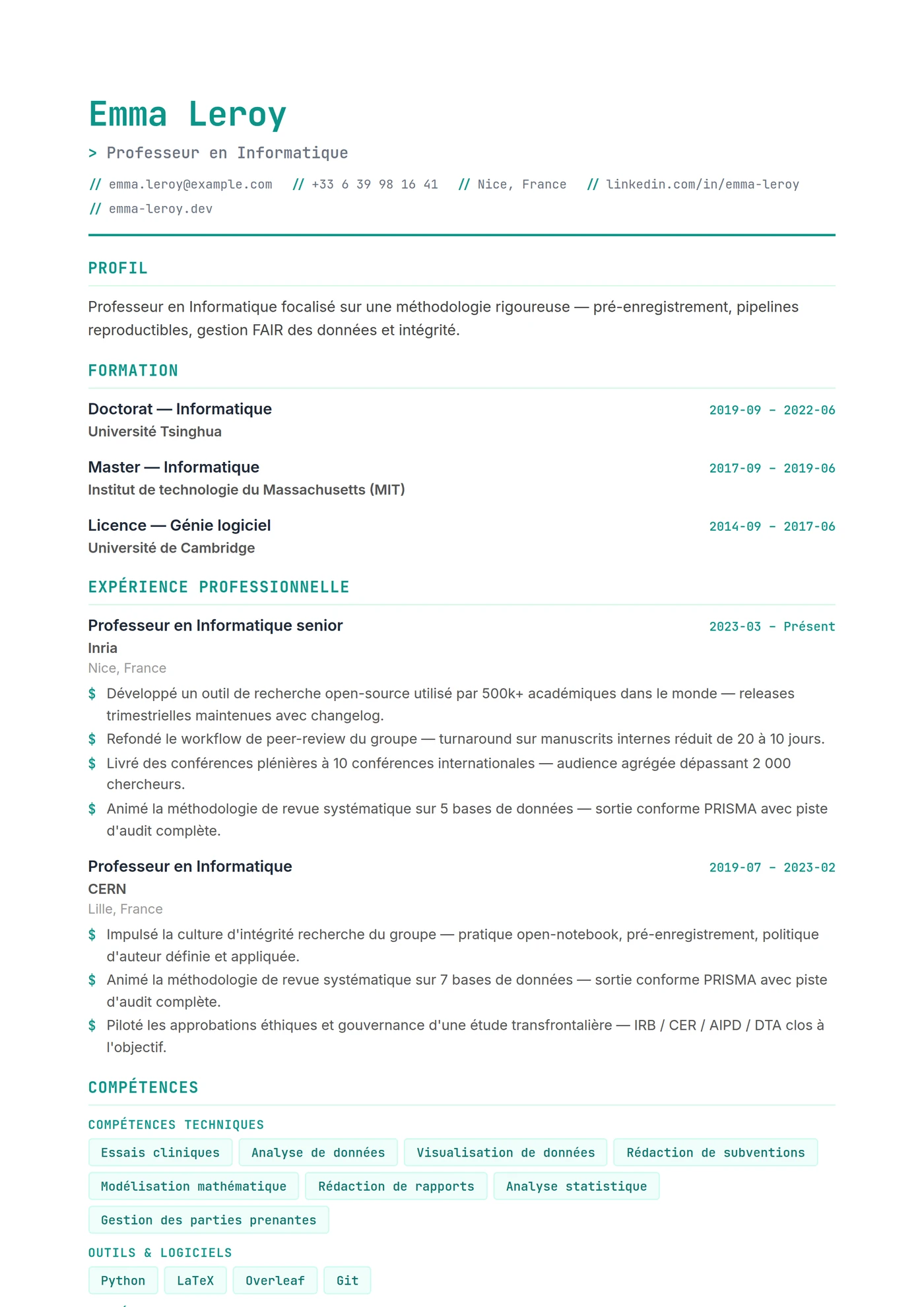 Informatique & IT — Modèles de CV