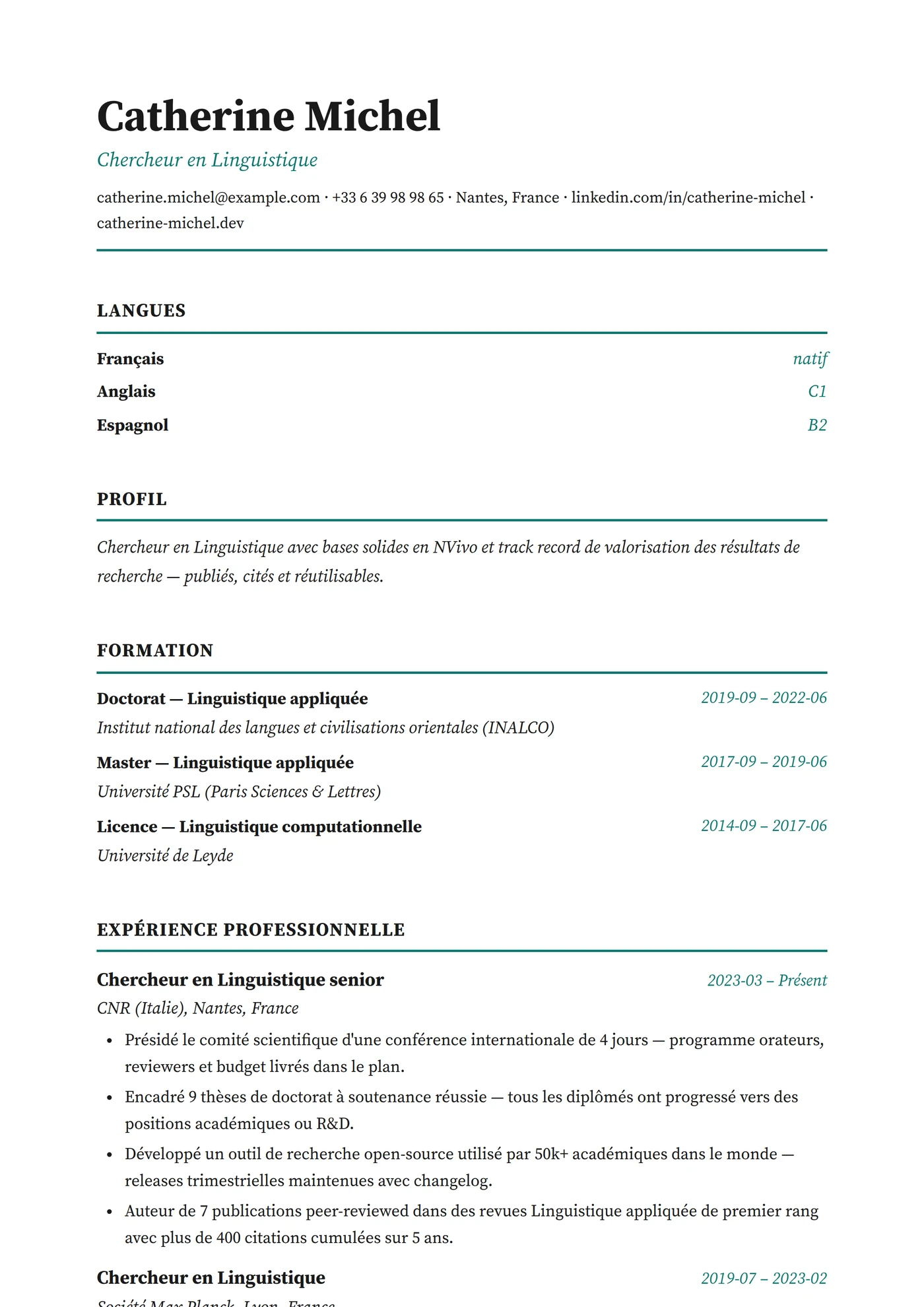 Langues — Modèles de CV