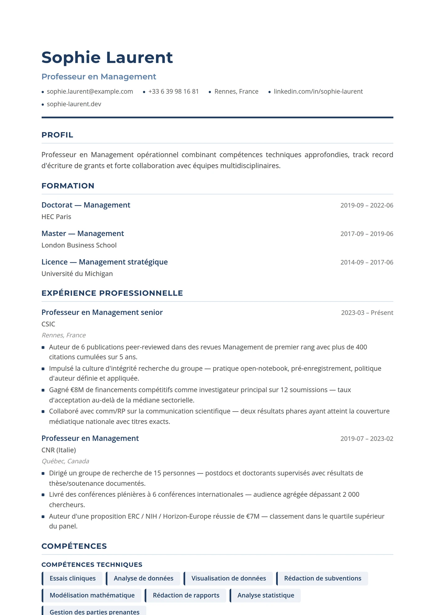 Management & Business — Modèles de CV
