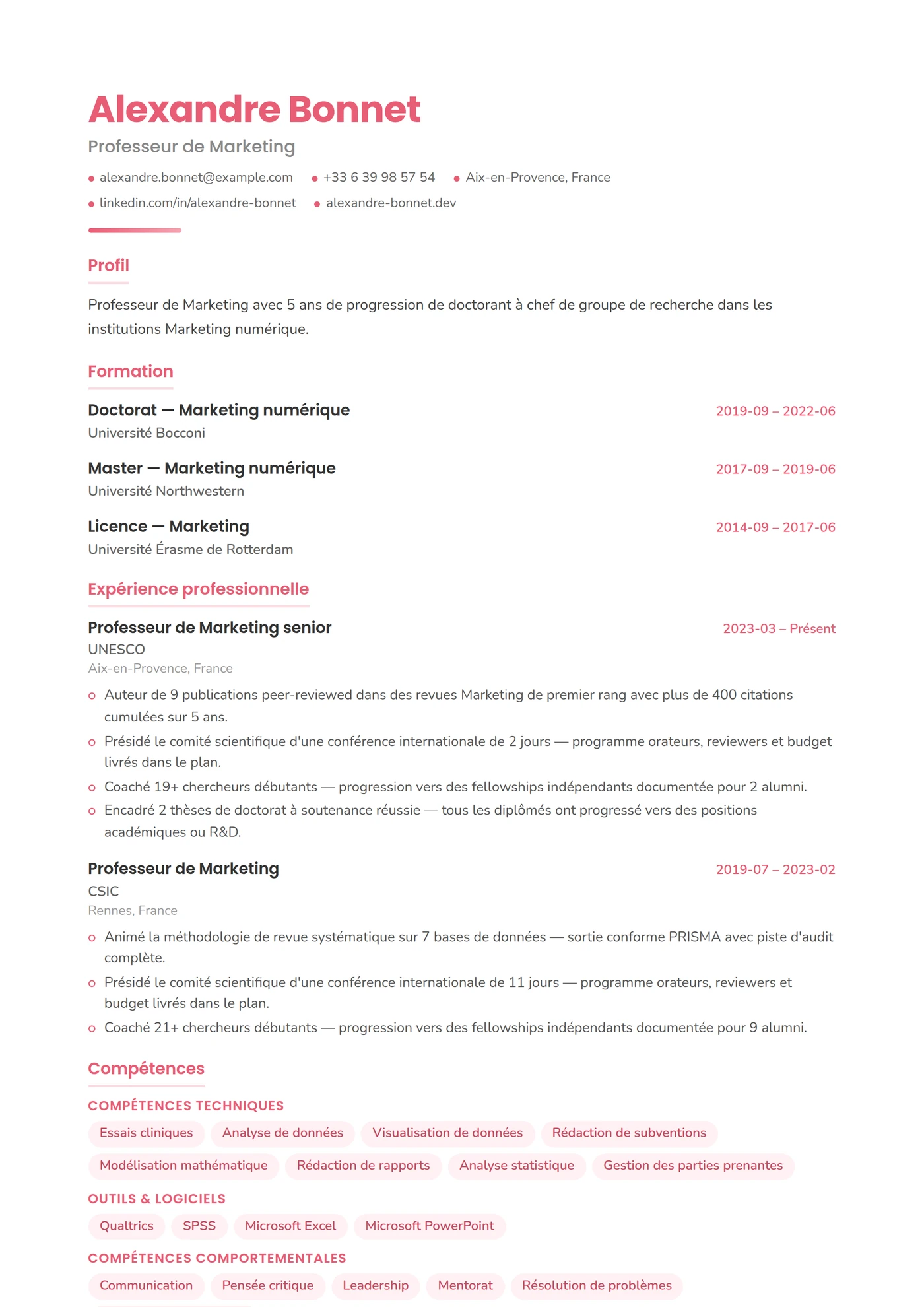 Marketing & Communication — Modèles de CV