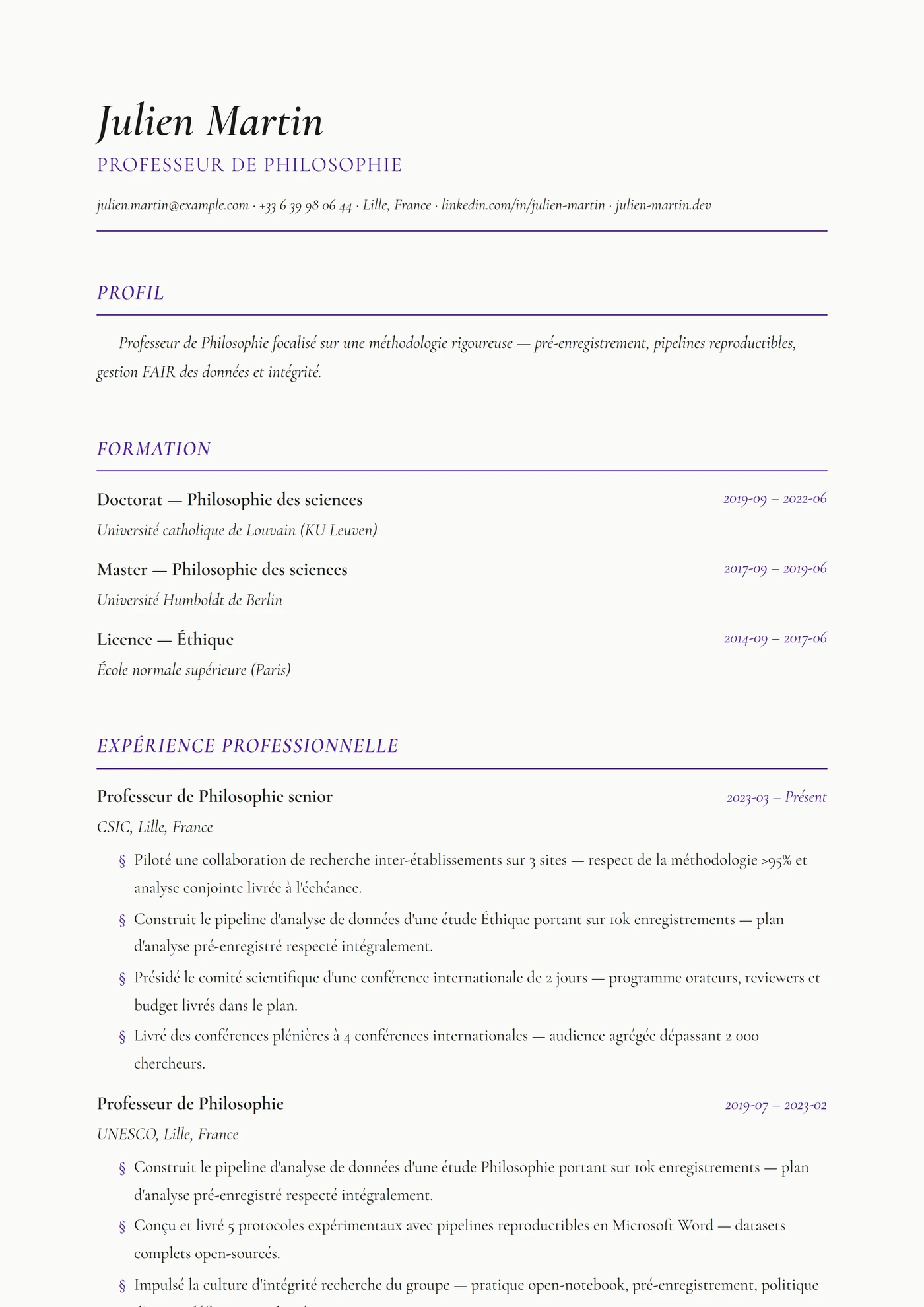 Philosophie — Modèles de CV