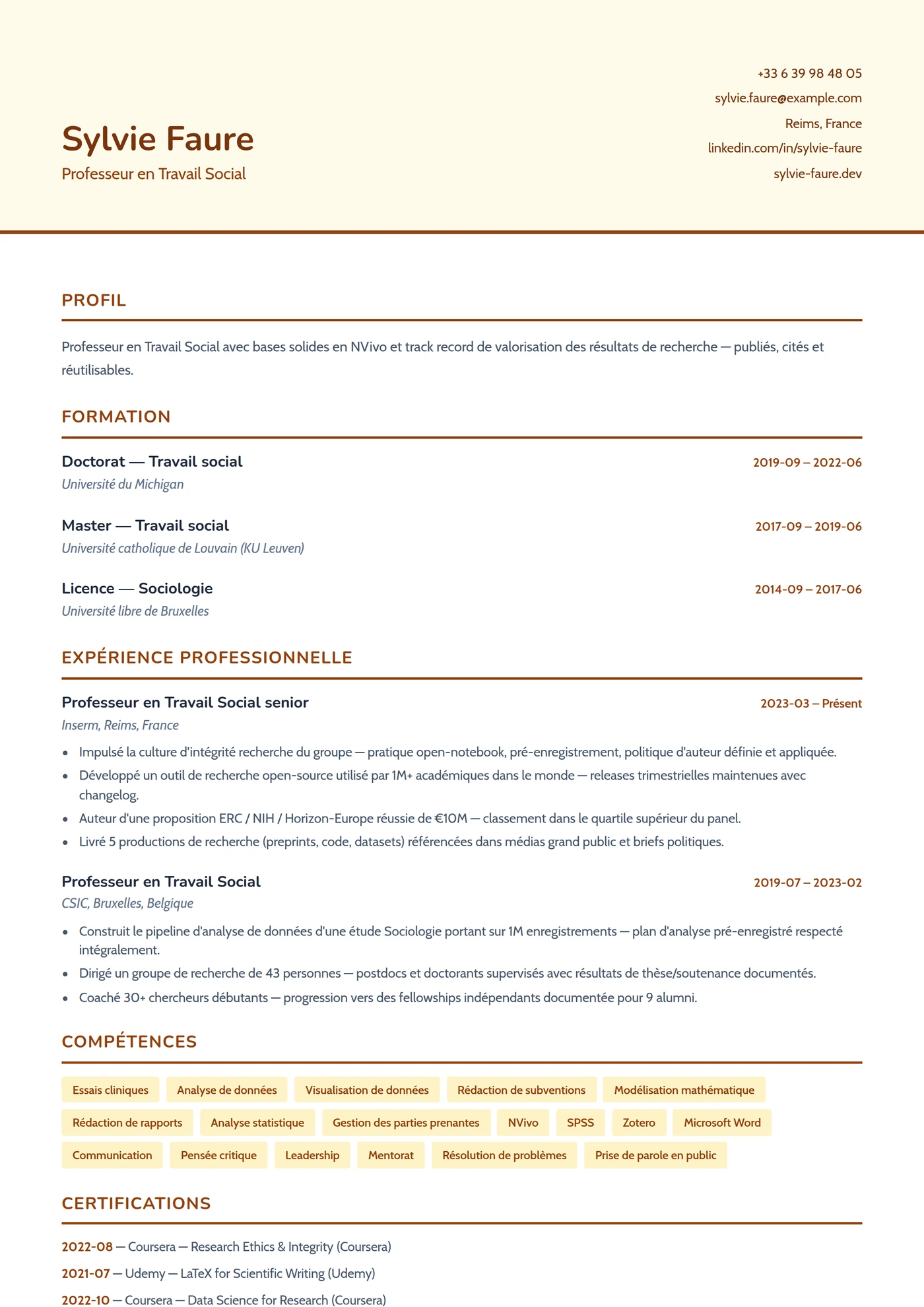 Travail Social — Modèles de CV