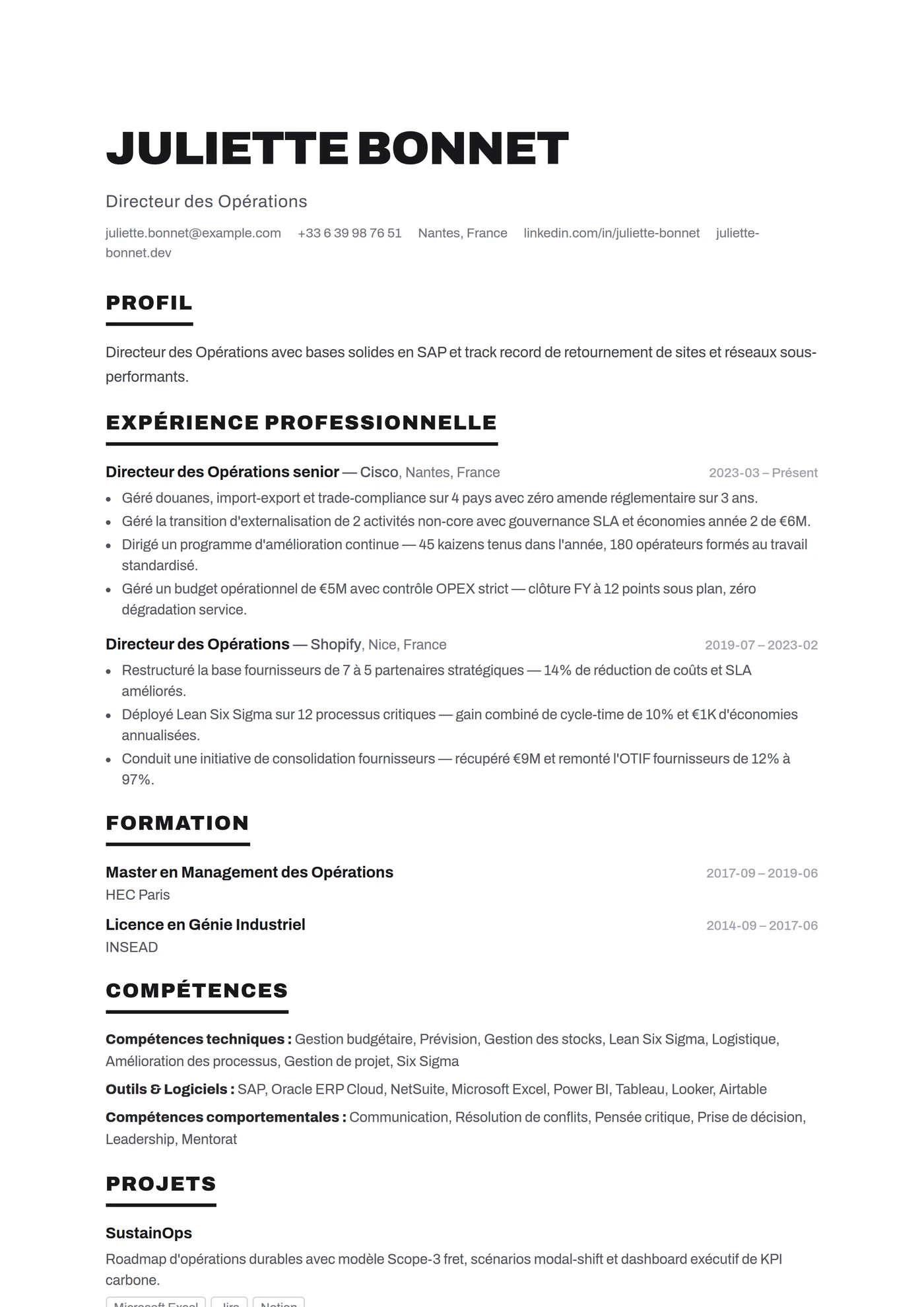 ATS Titres Forts — Modèles de CV
