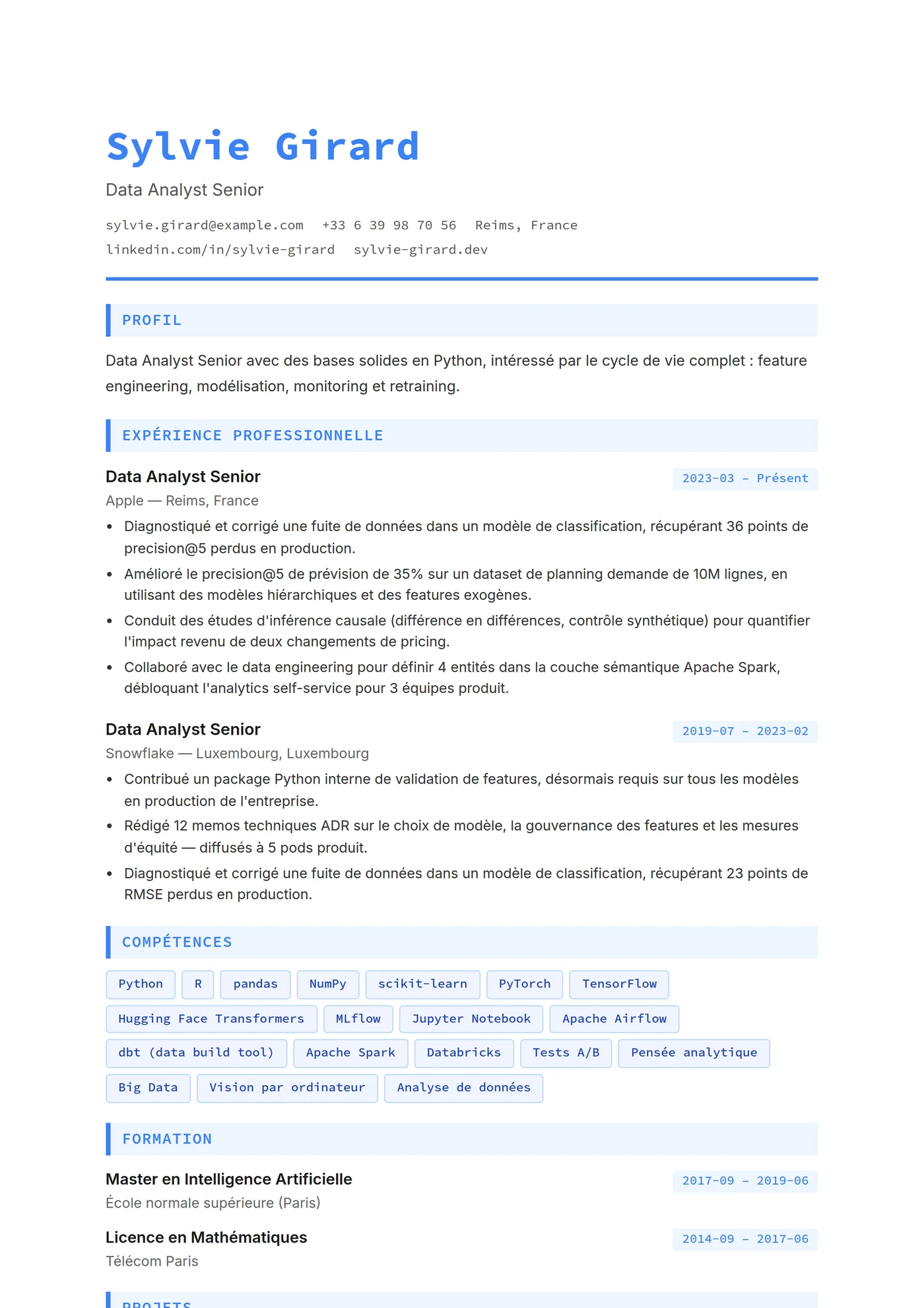 ATS Data Analyst — Modèles de CV