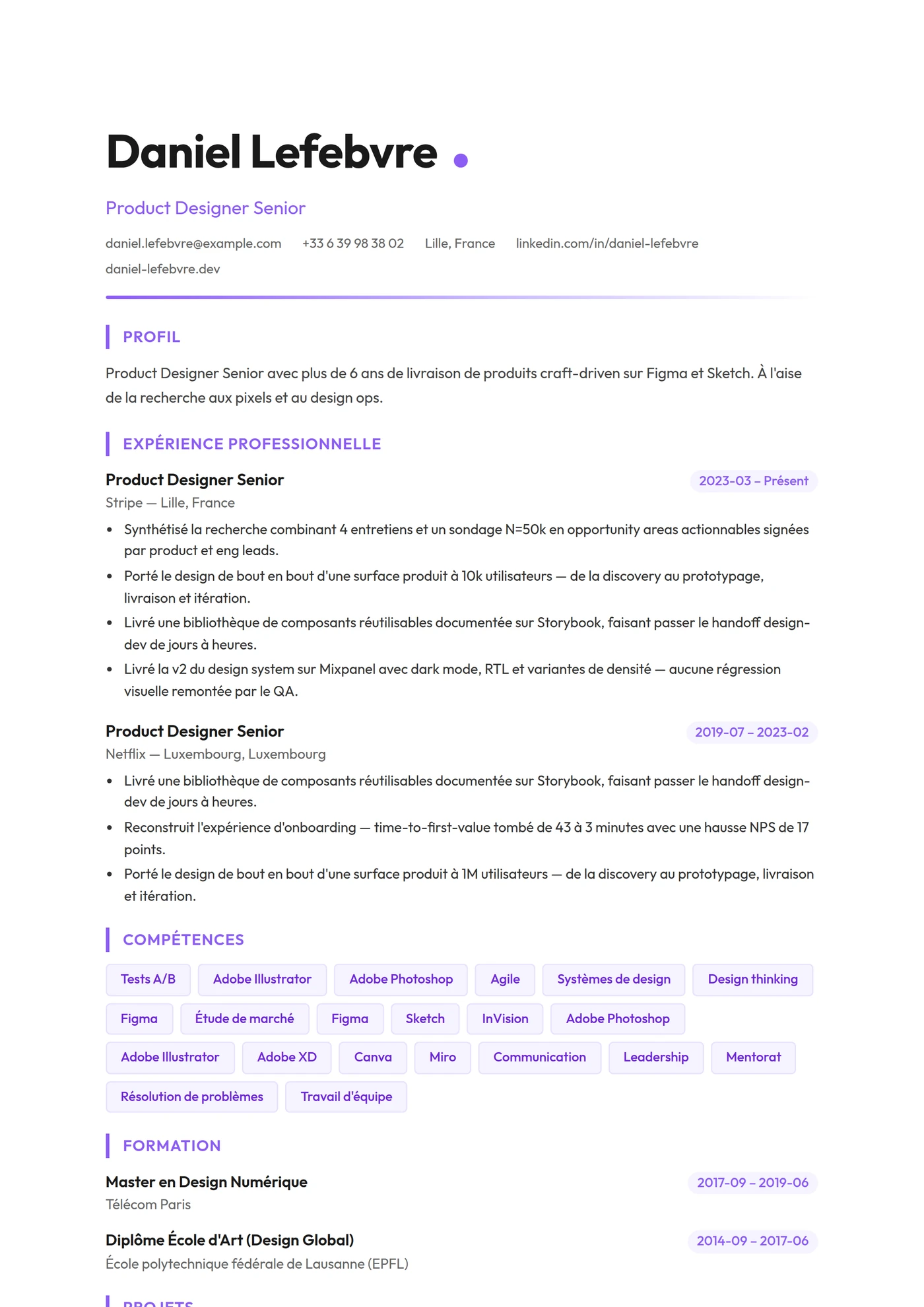 ATS Designer — Modèles de CV