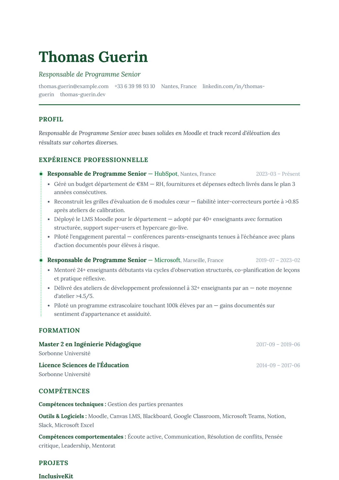 ATS Frise Pointillée — Modèles de CV