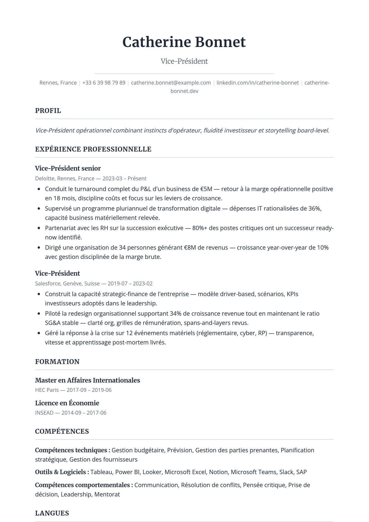 ATS Exécutif — Modèles de CV