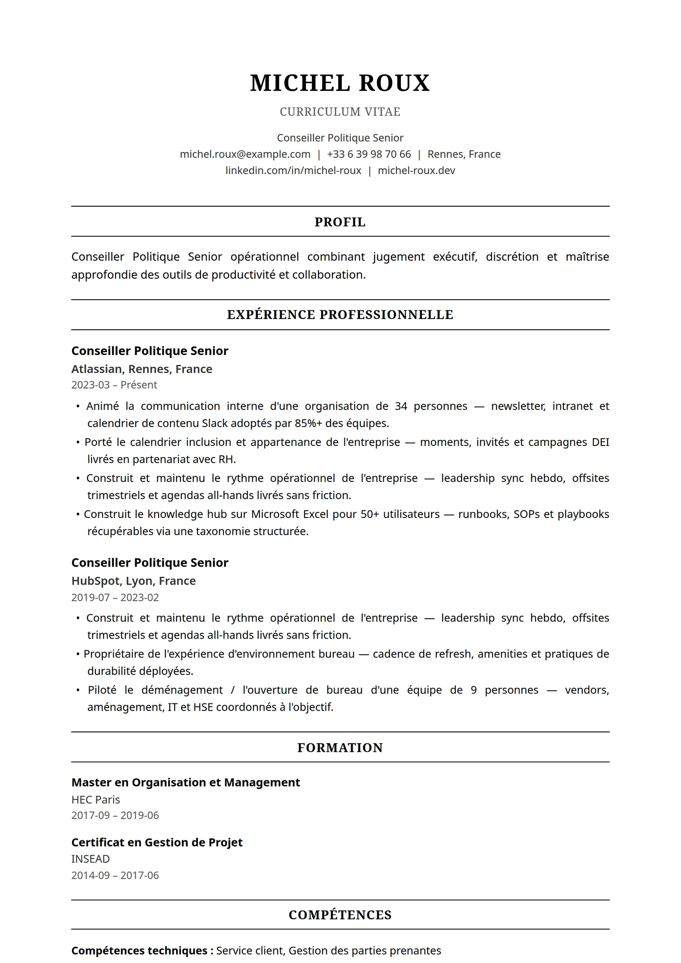 ATS Fédéral — Modèles de CV