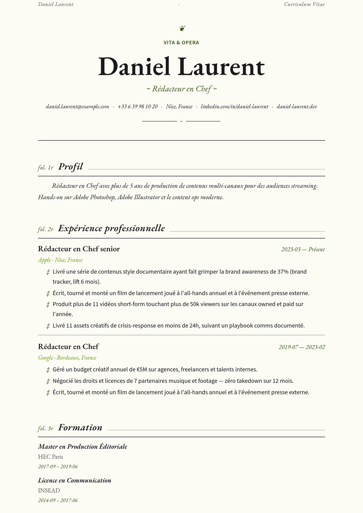 ATS Folio — Modèles de CV