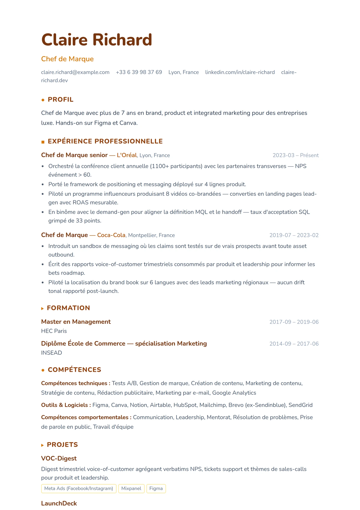 ATS Libellés Iconiques — Modèles de CV