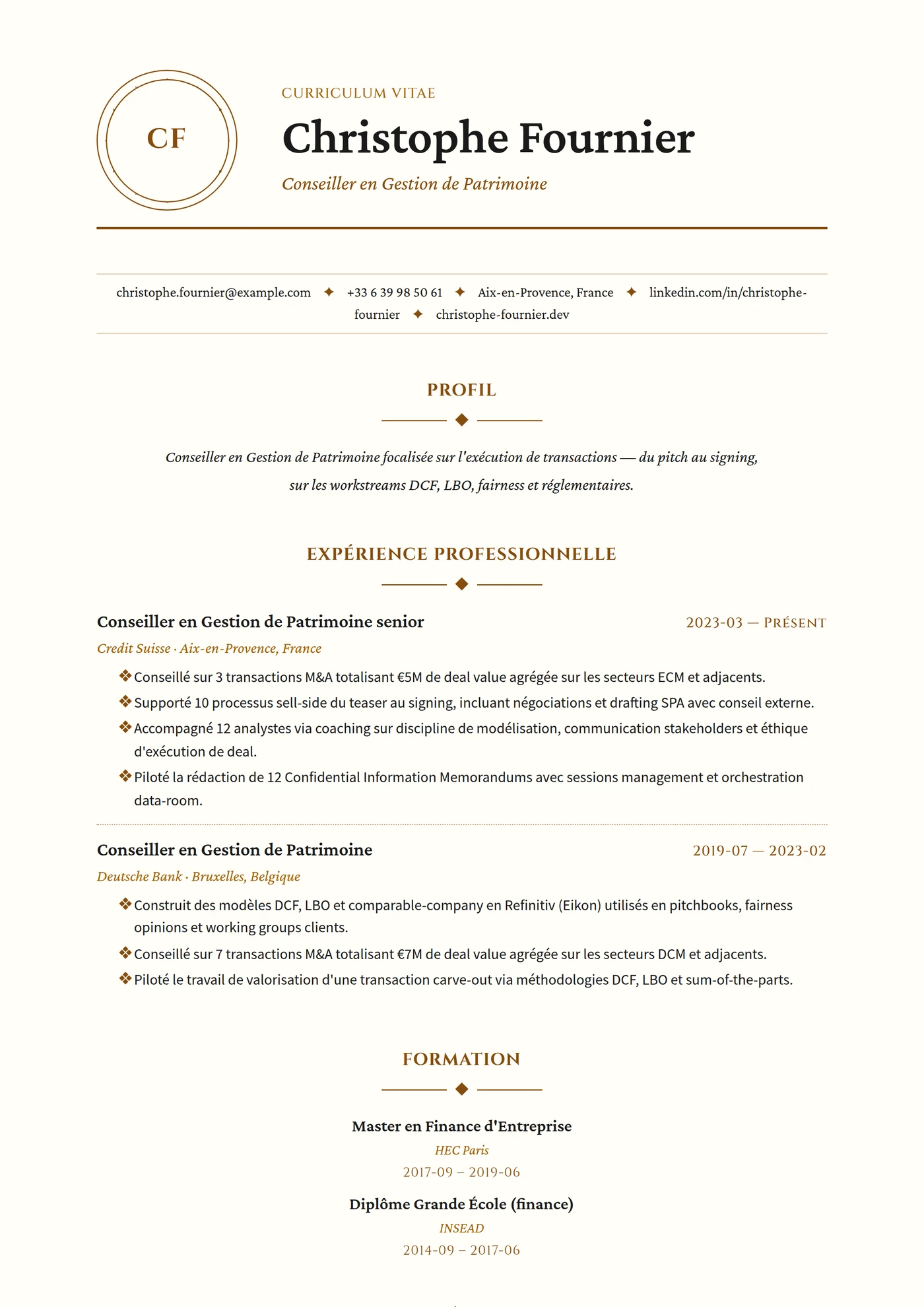 ATS Monogramme — Modèles de CV