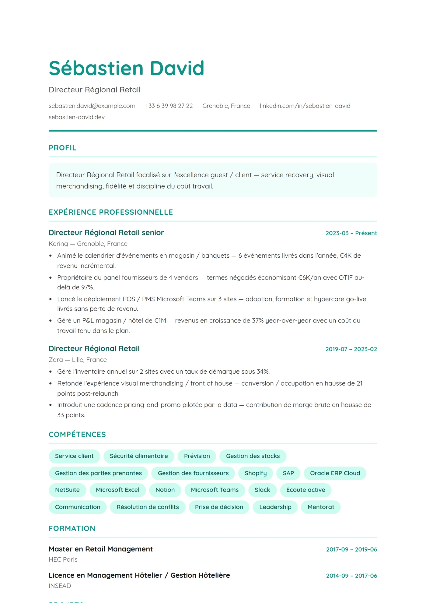 ATS Commerce — Modèles de CV