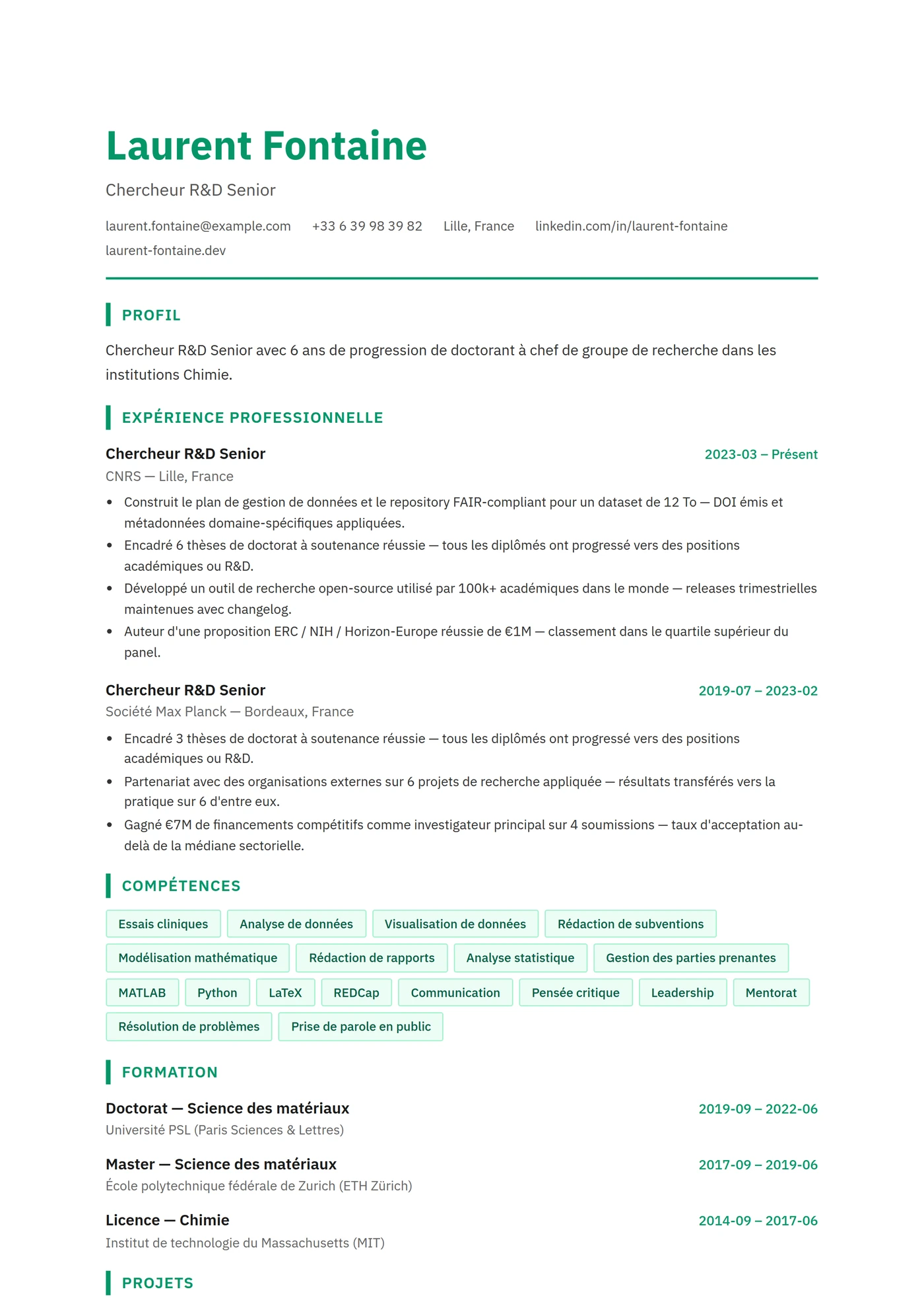 ATS Scientifique — Modèles de CV