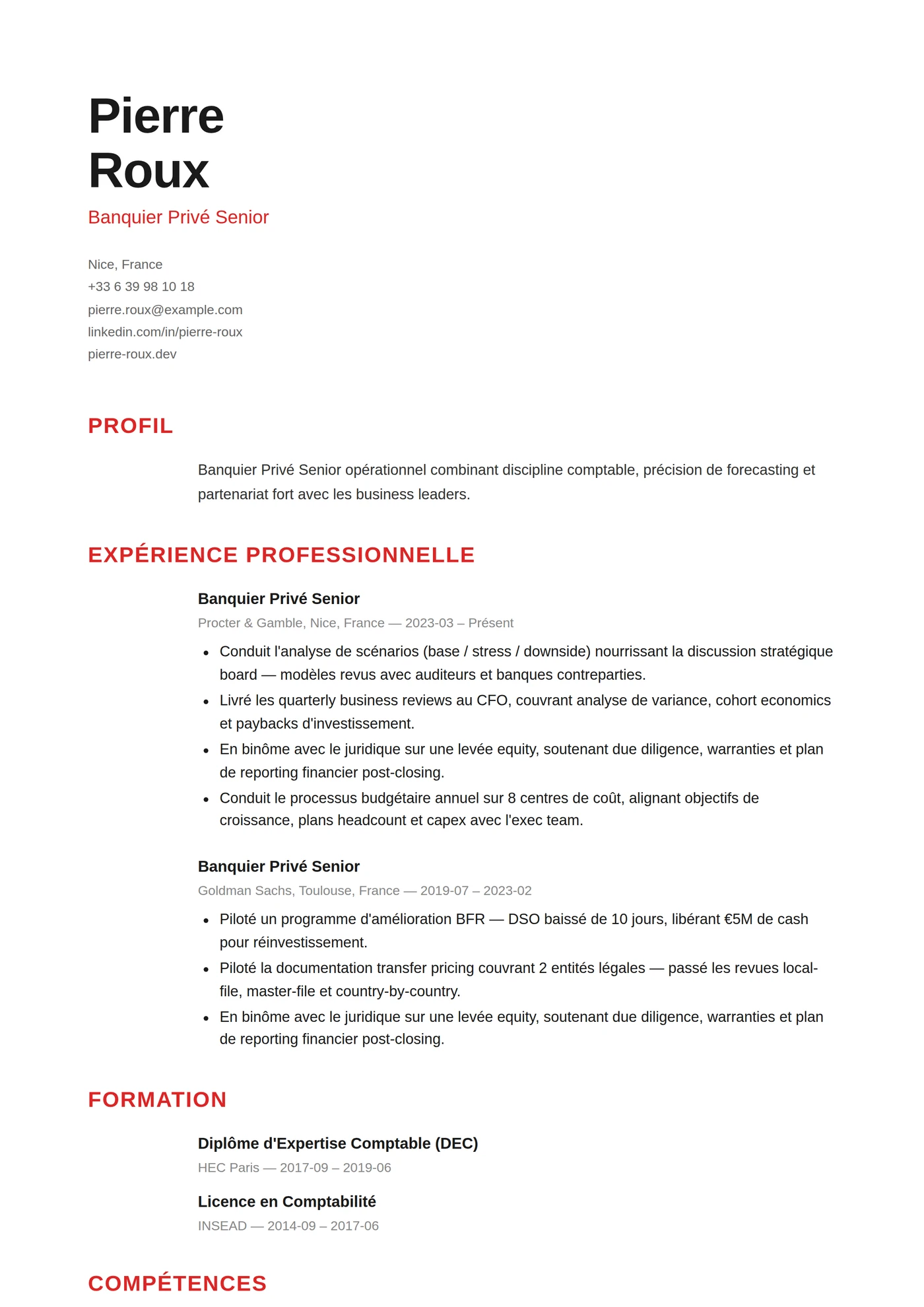 ATS Suisse — Modèles de CV